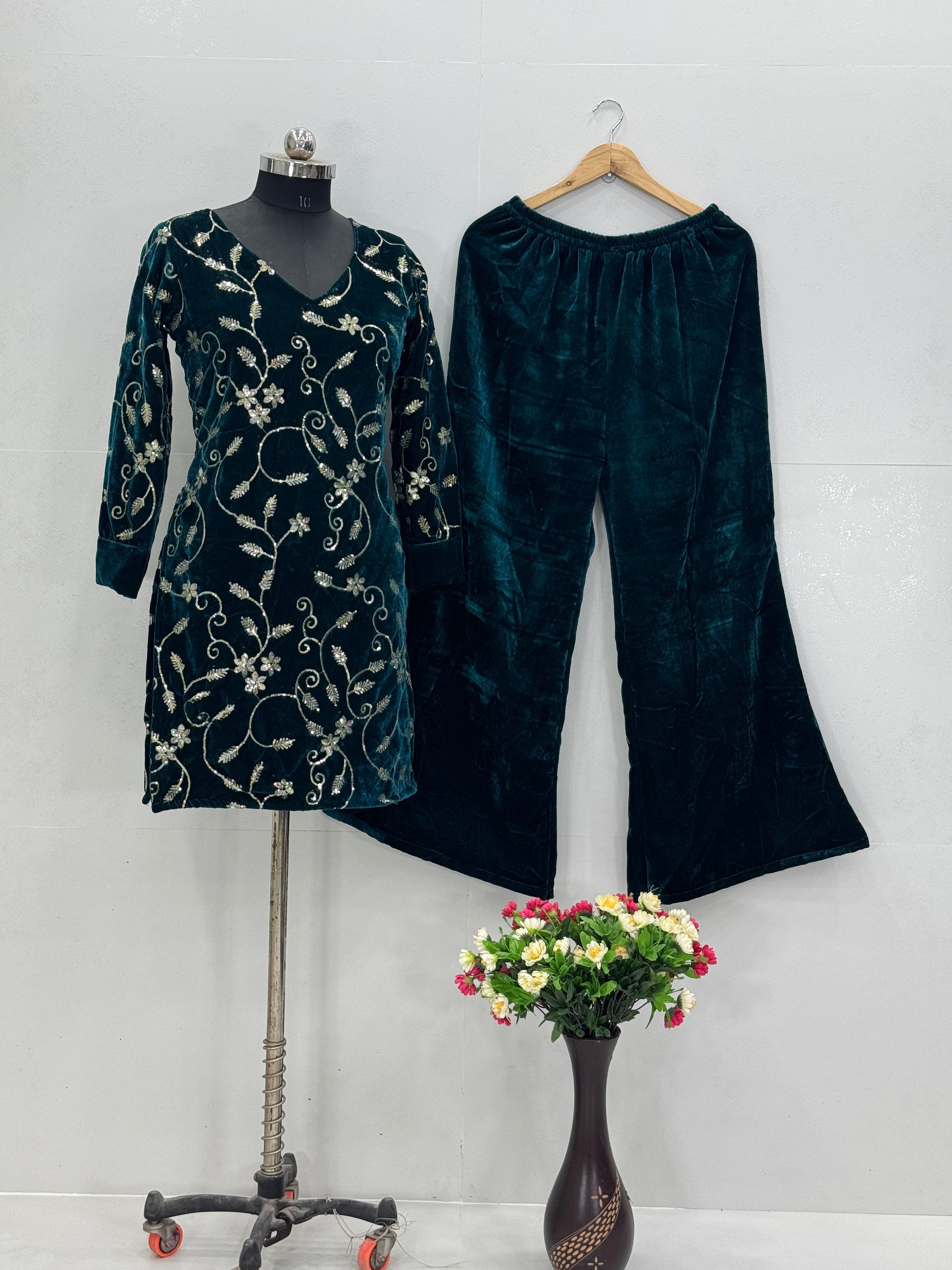 Designer Party Wear Top Pent With Embroidery Sequence Work