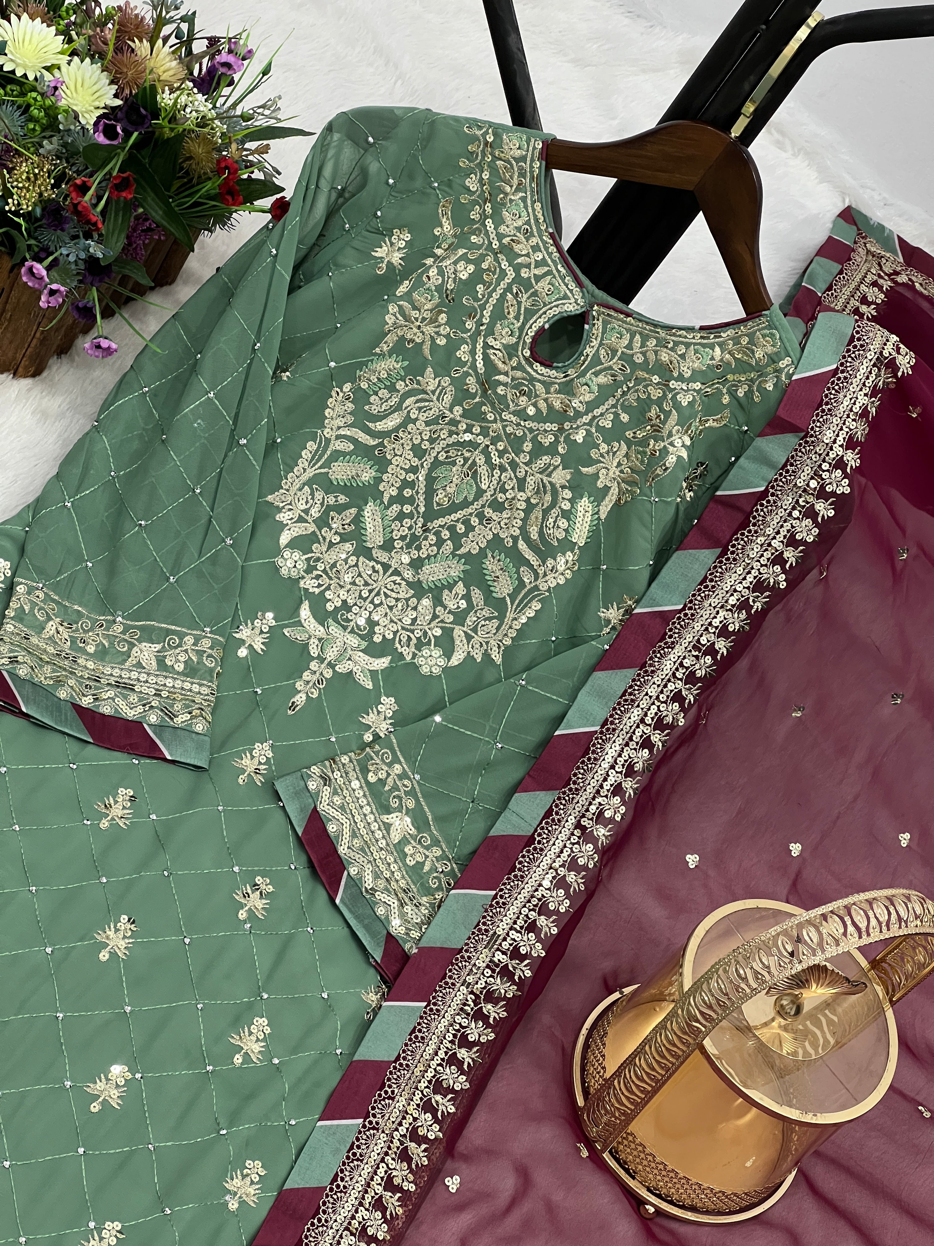 Party Wear Beautiful Top-Bottom And Designer Dupatta