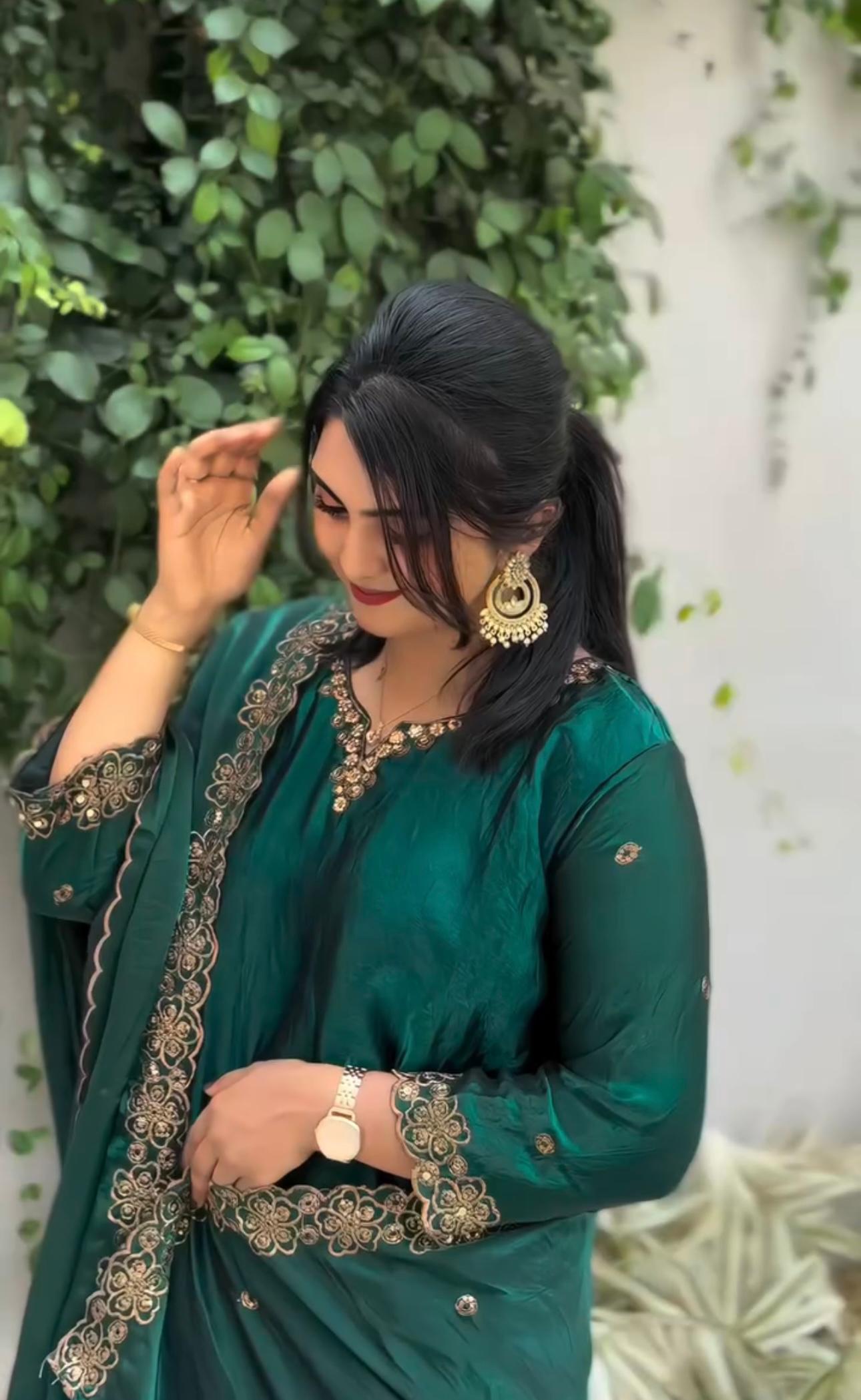 Party Wear Top-Bottom And Dupatta With Embroidery Sequence Work