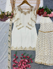 Party Wear Designer Top Bottom And Dupatta
