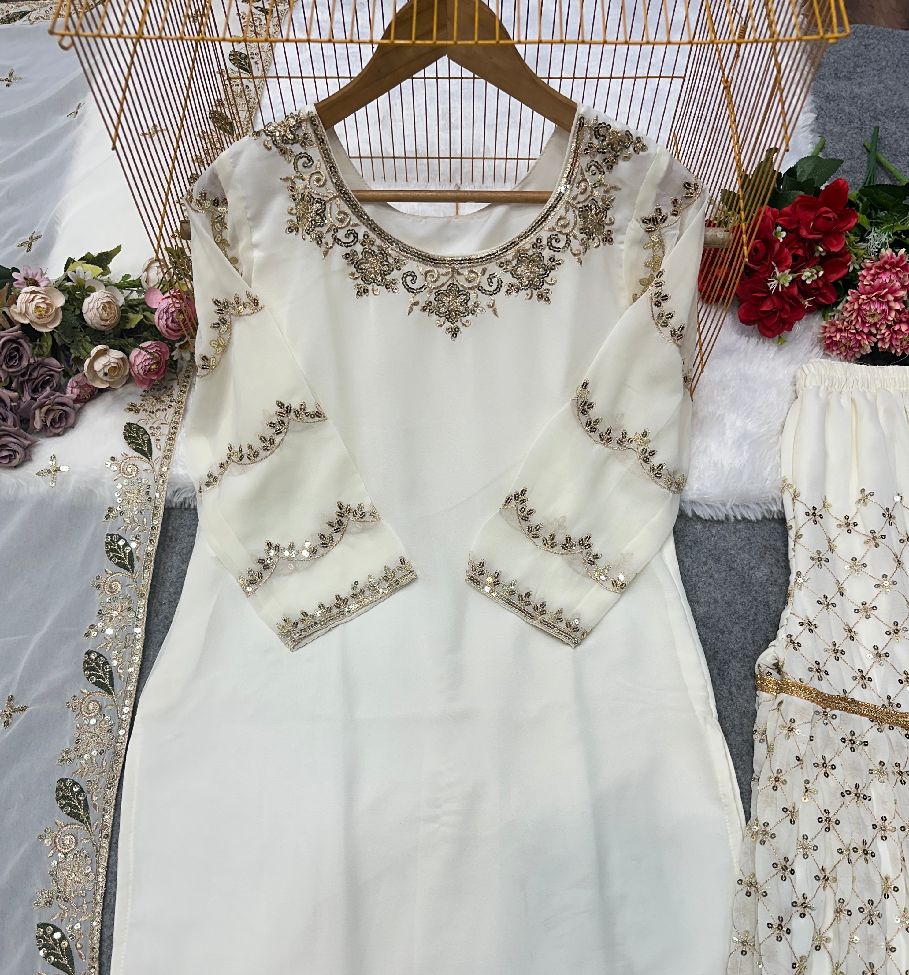 Party Wear Beautiful Top And Sharara With Fancy Dupatta