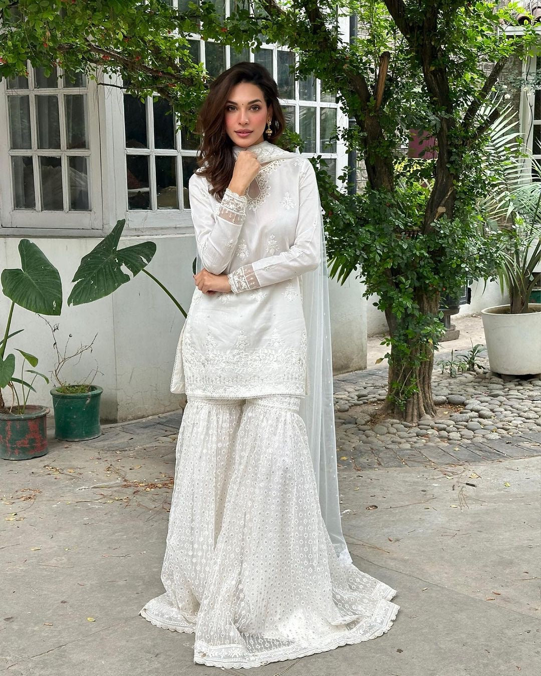 Designer Top - Sharara With Dupatta With Embroidery And Sequins Work