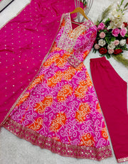 Designer Anarkali Gown -Pent And Dupatta With Digital Print