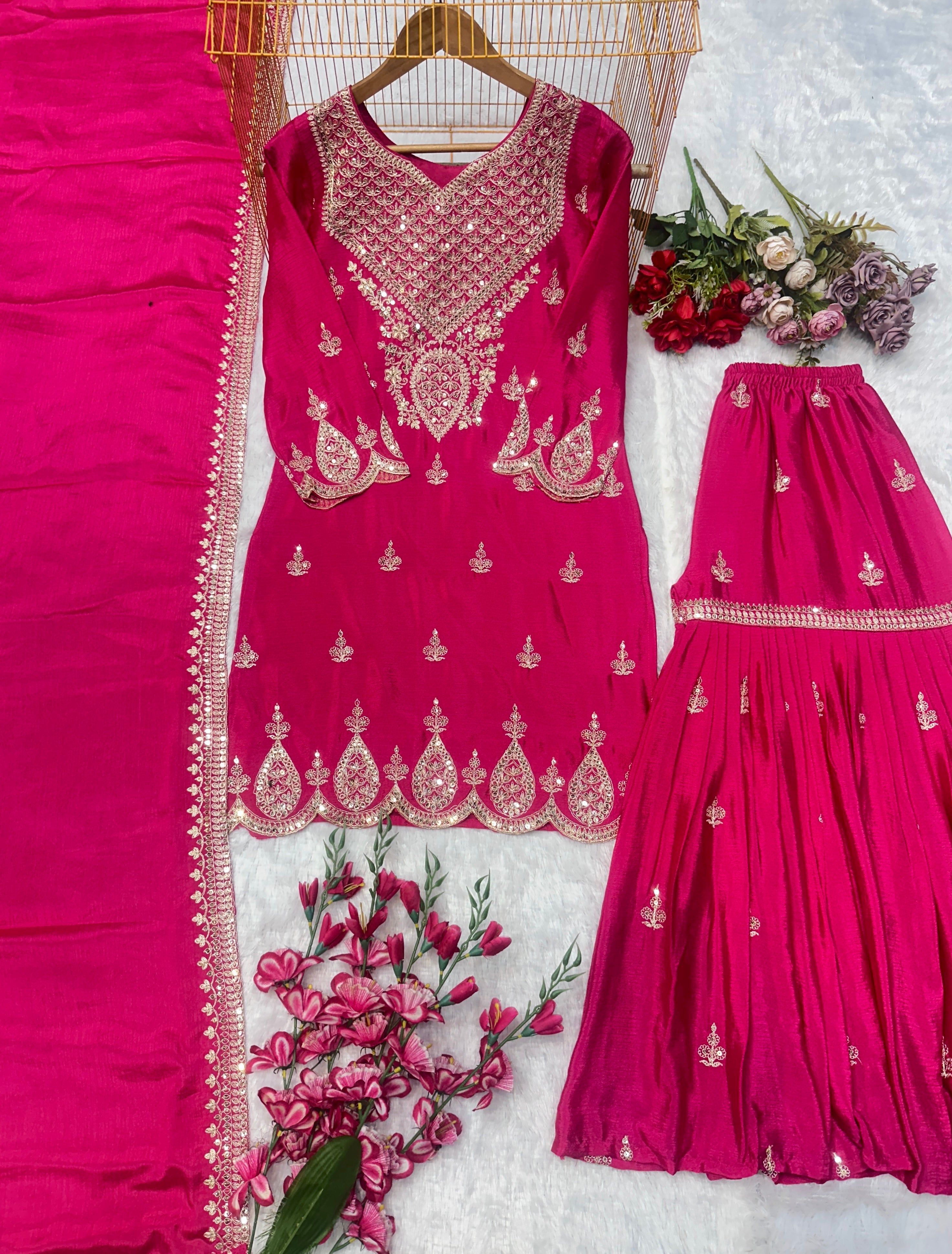 Party Wear Look Beautiful Top Bottom And Dupatta