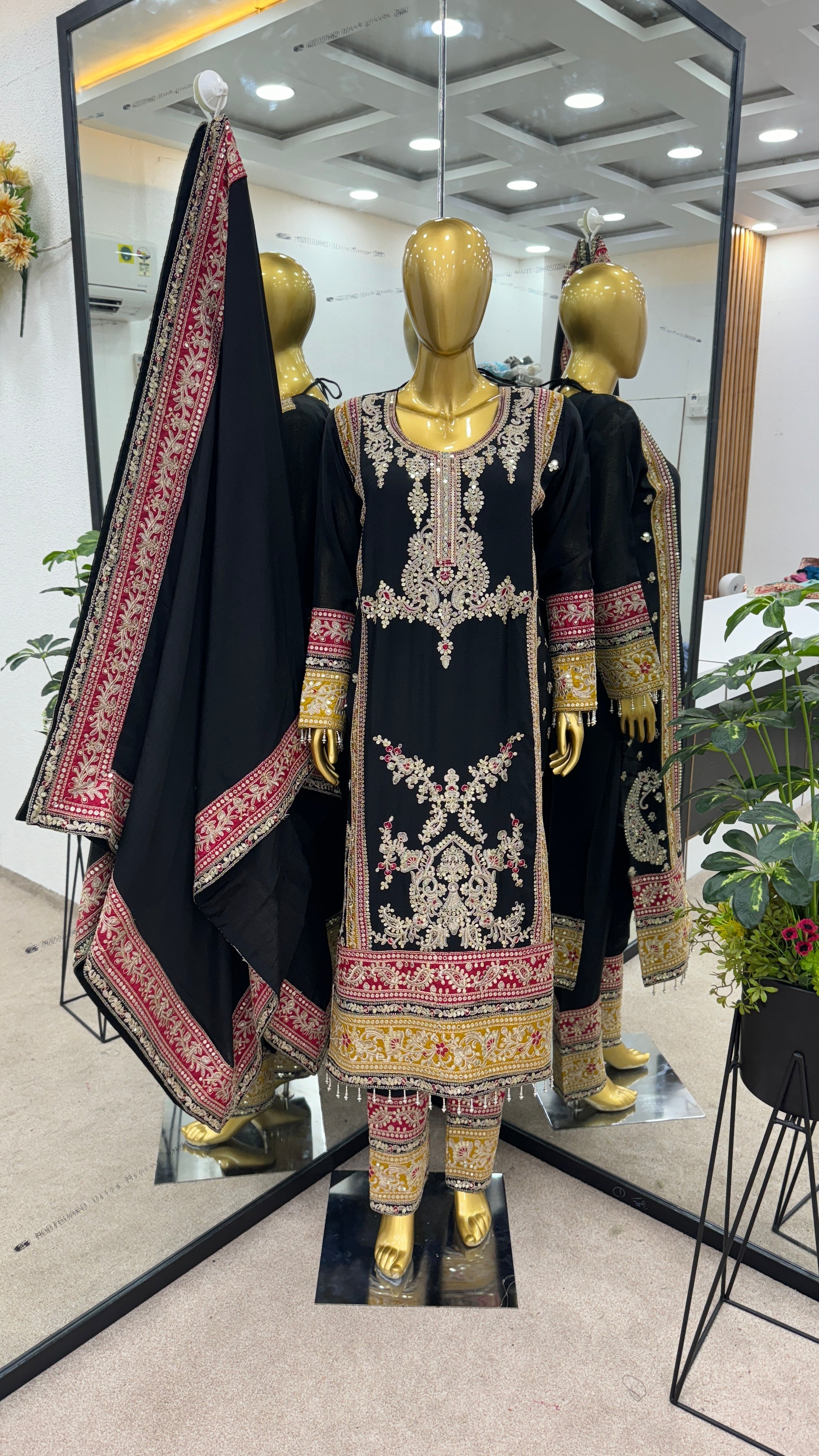 Beautiful Top-Bottom And Dupatta With Heavy Embroidery Cording Sequence Work