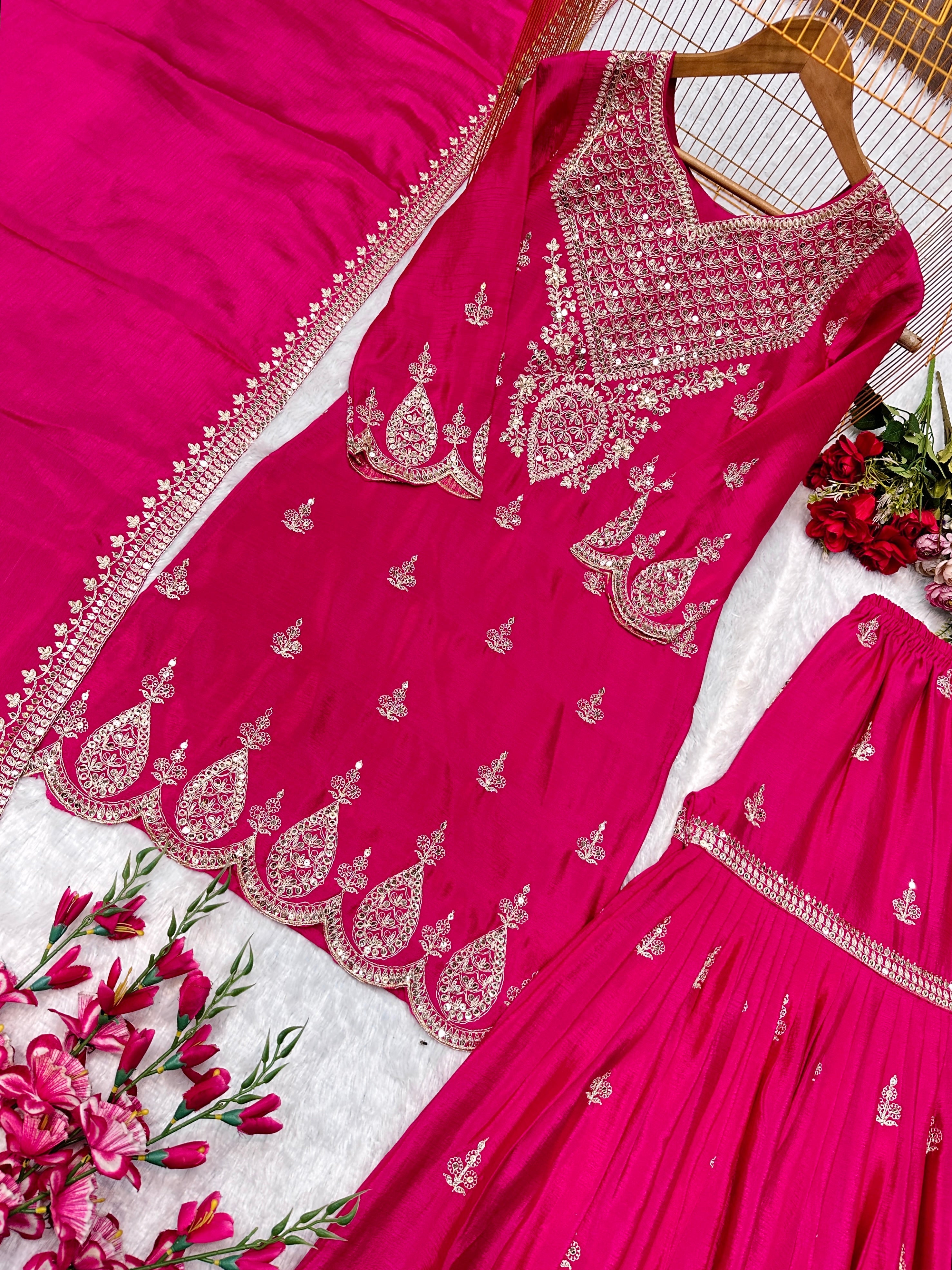 Party Wear Look Beautiful Top Bottom And Dupatta