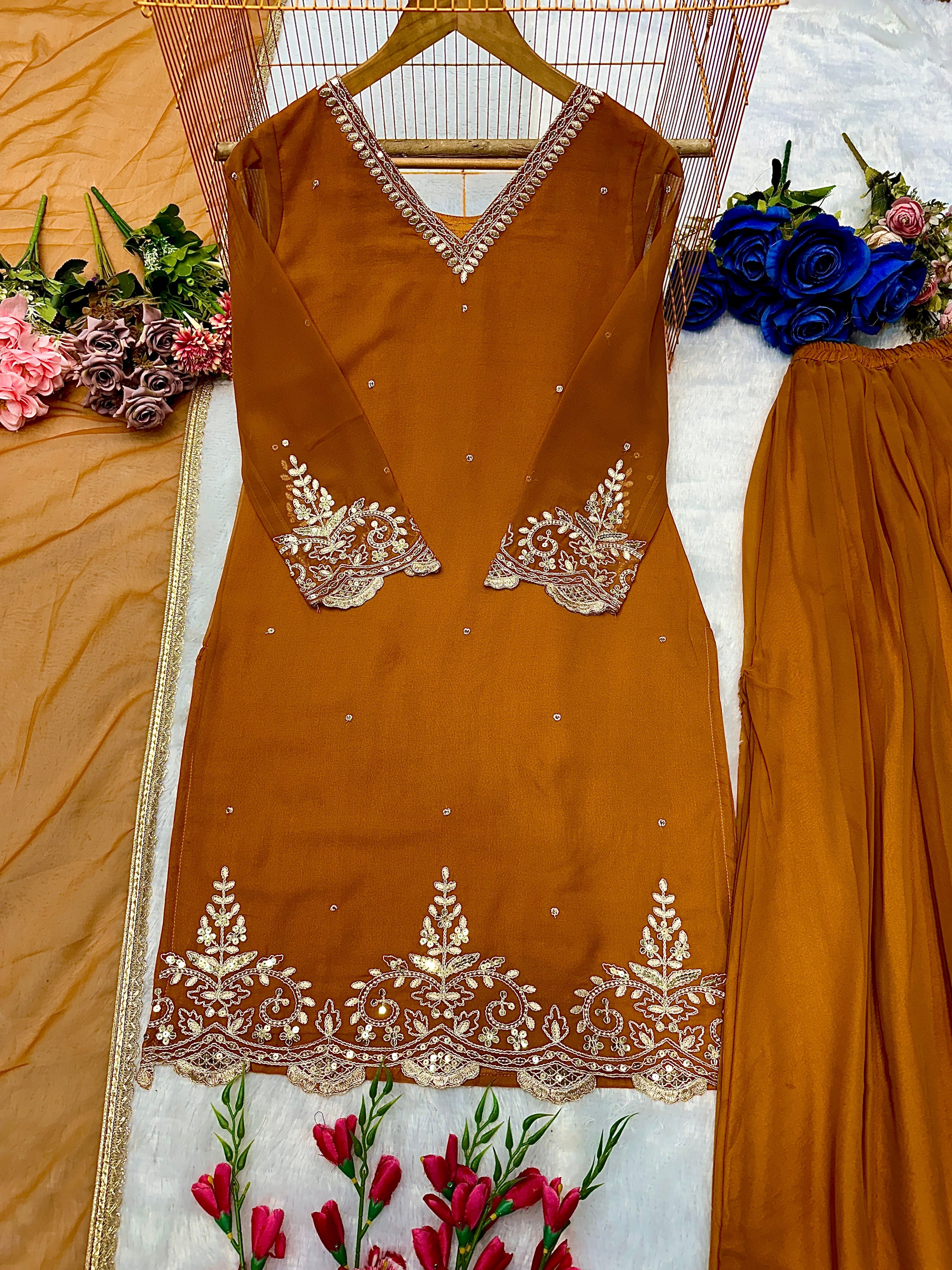 Beautiful Party Wear Top Plazzo And Dupatta