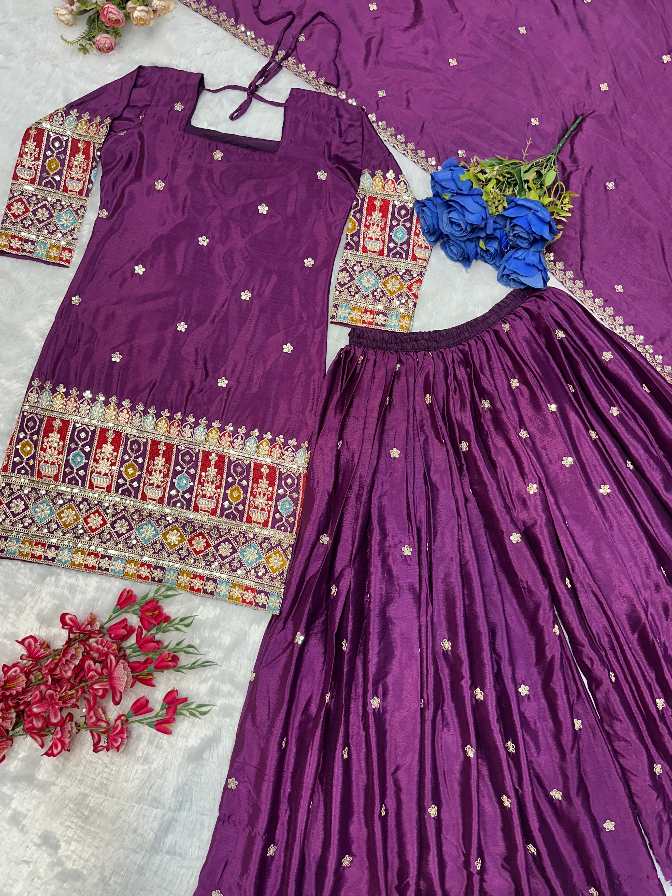 Beautiful Party Wear Top Plazzo And Dupatta