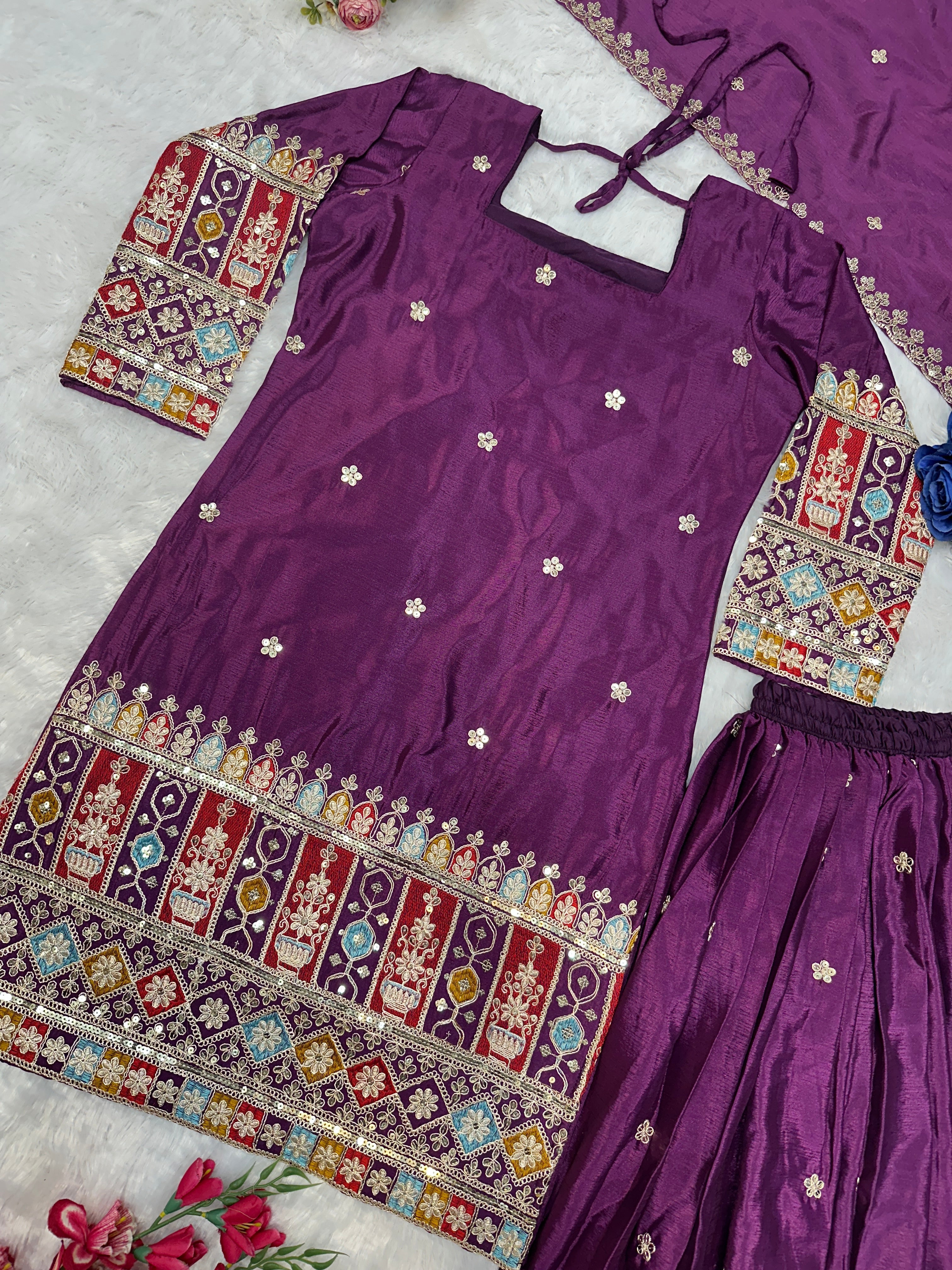 Beautiful Party Wear Top Plazzo And Dupatta
