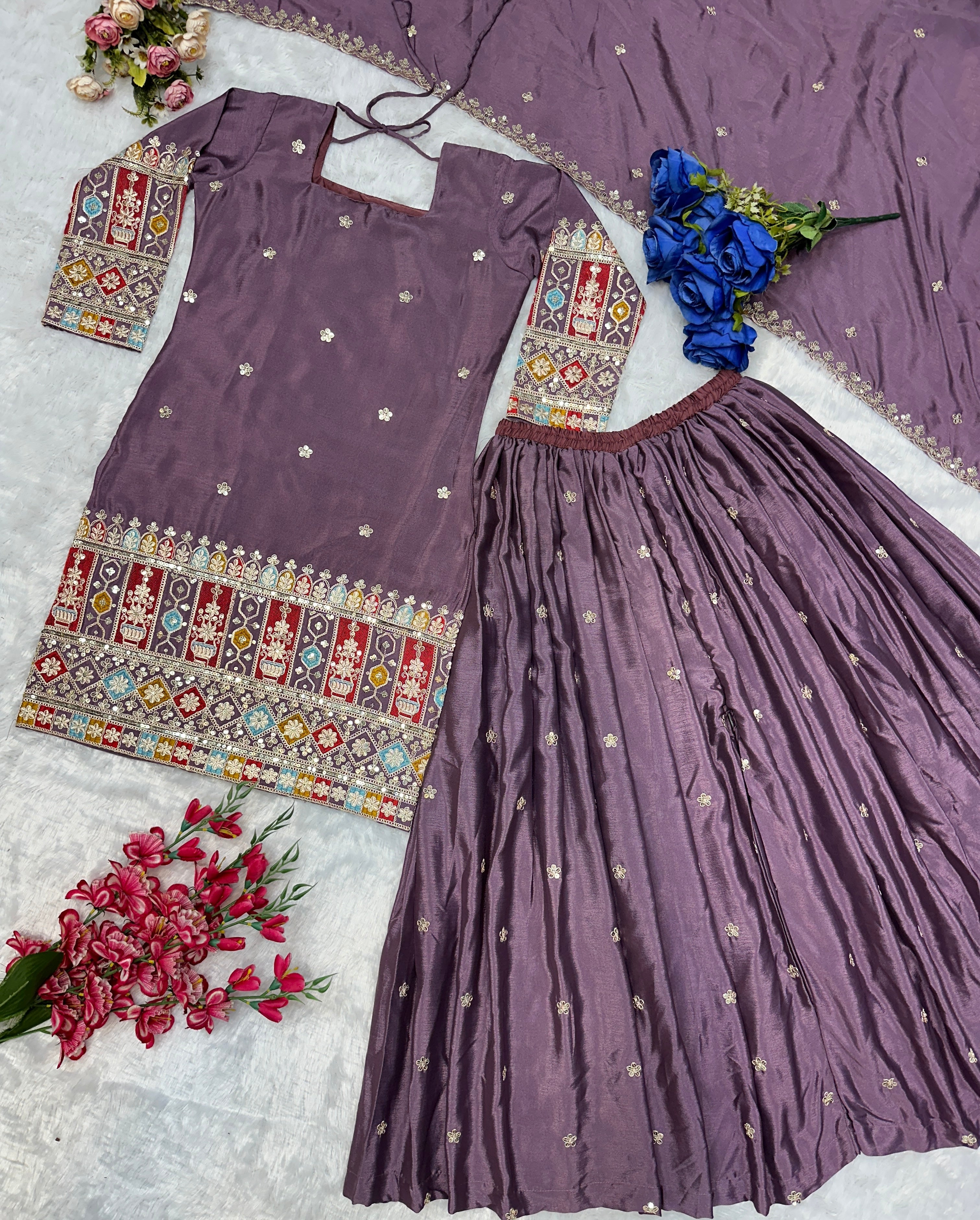 Beautiful Party Wear Top Plazzo And Dupatta