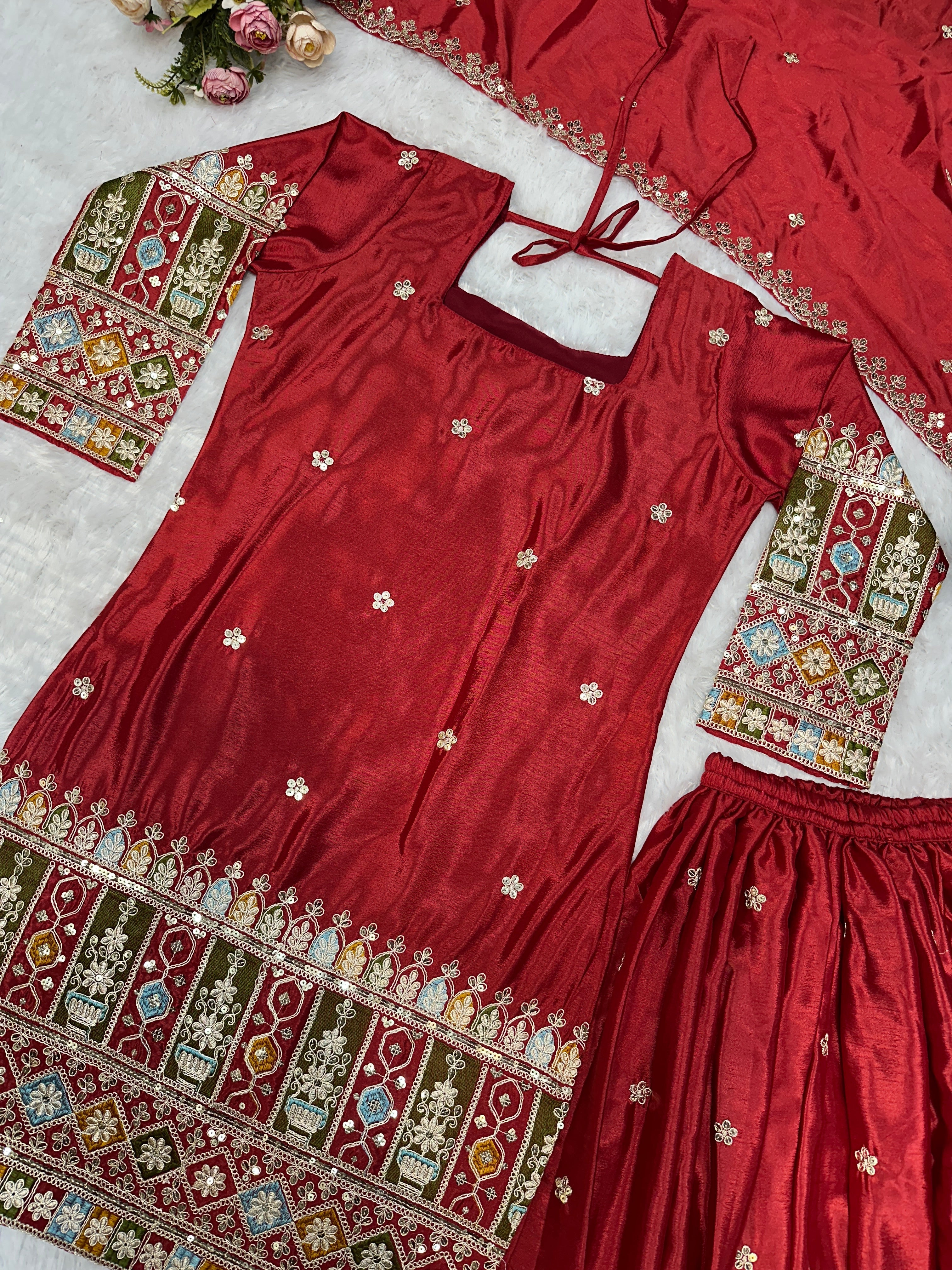 Beautiful Party Wear Top Plazzo And Dupatta