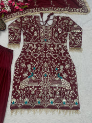 Designer Party Wear Look Top ,Dhoti Salwar And Dupatta