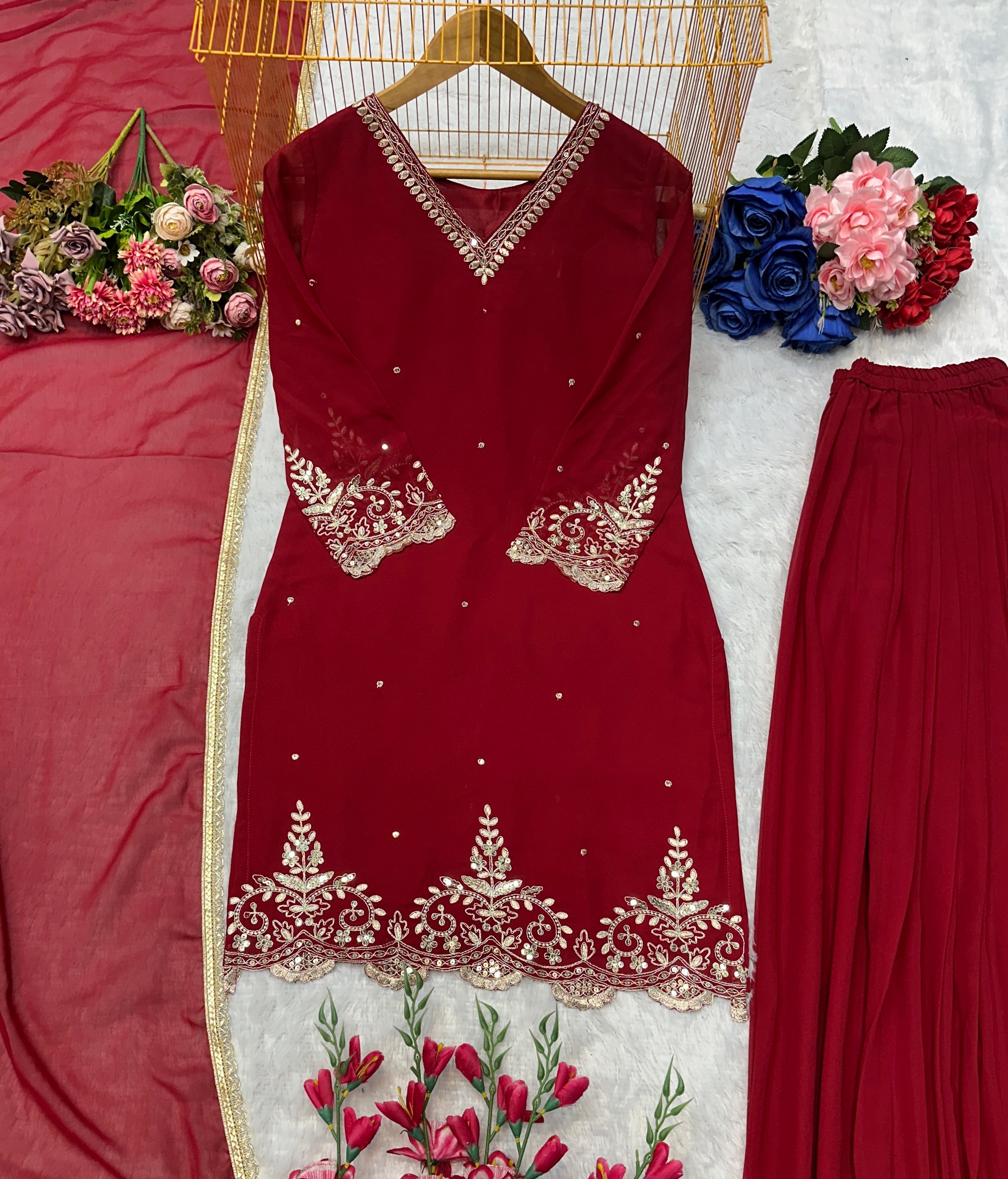 Beautiful Party Wear Top Plazzo And Dupatta