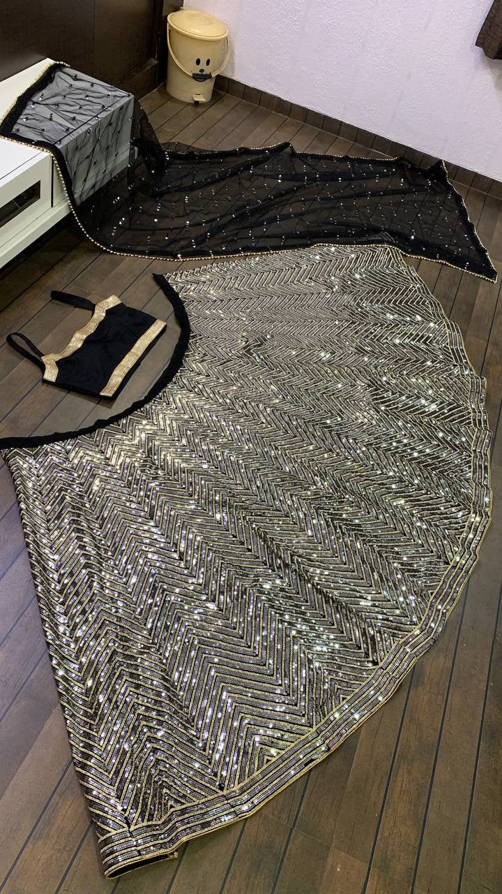 Party Wear Beautiful Lehenga Choli With Sequence & Zari Work