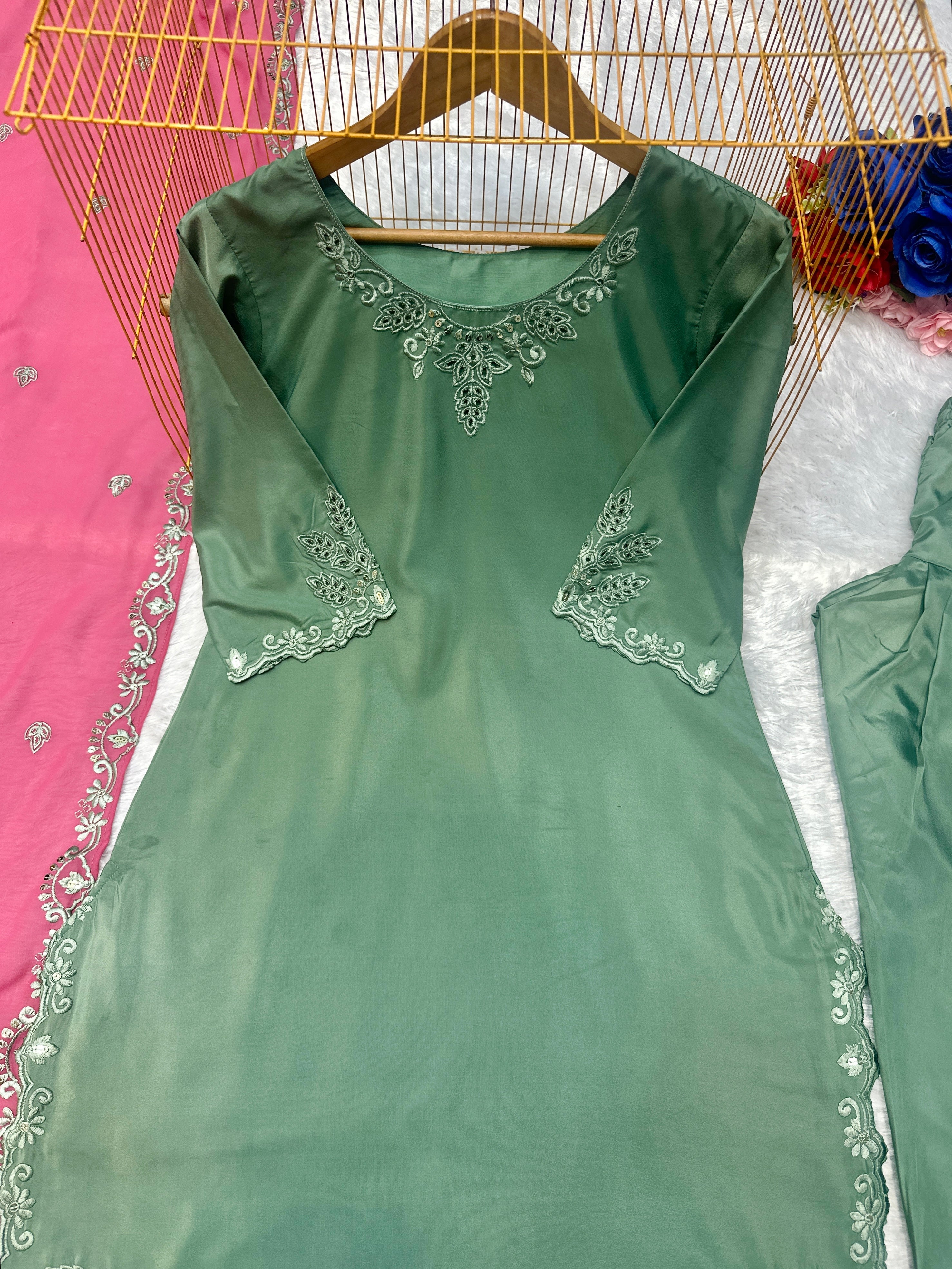 Designer Party Wear Top Bottom And Dupatta