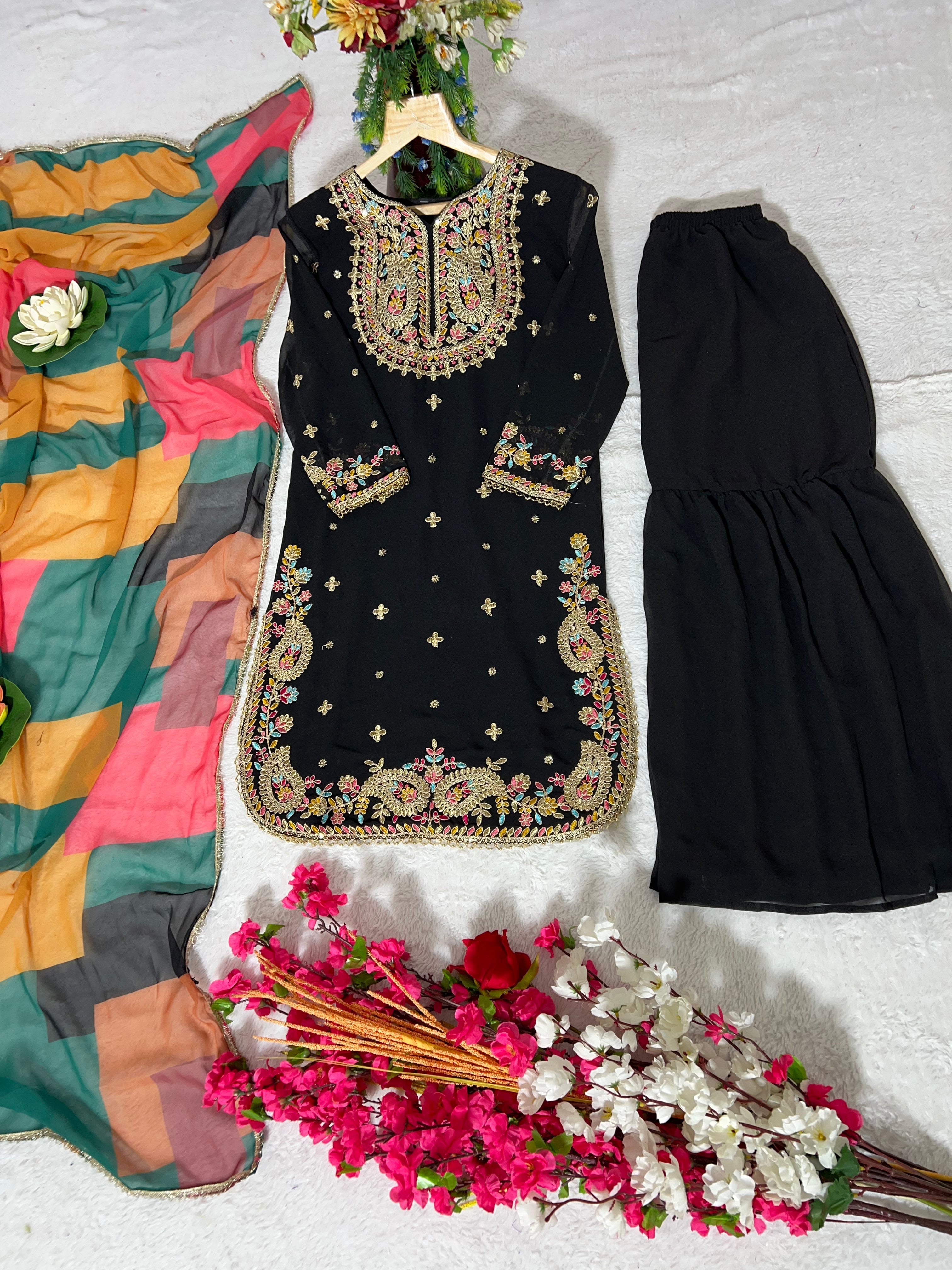 Beautiful Party Wear Top And Bottom With Dupatta