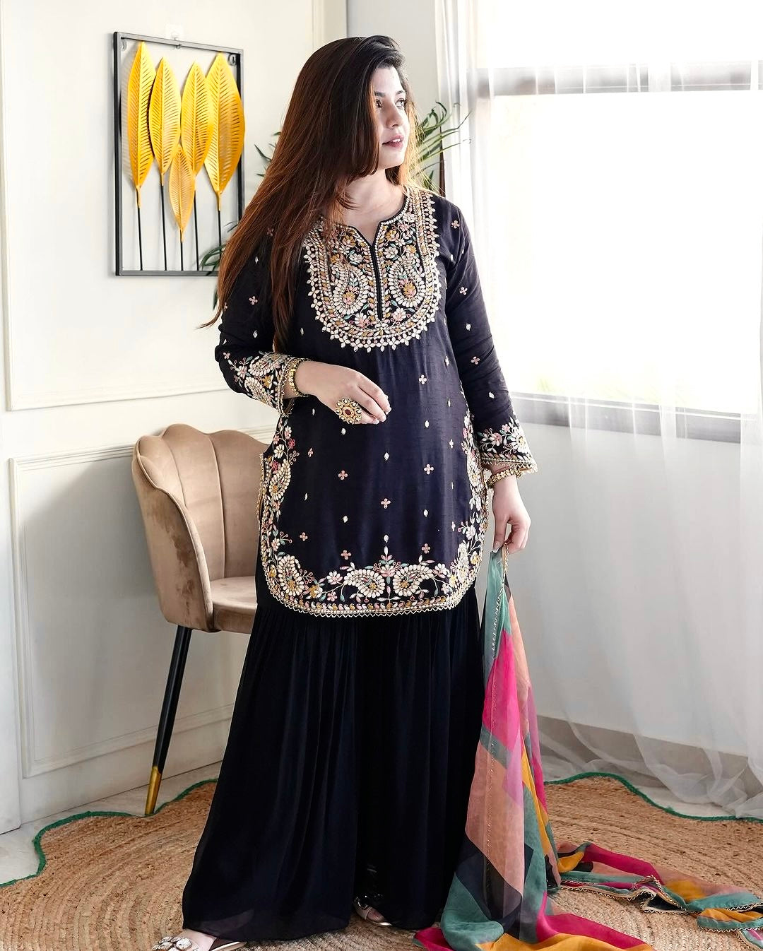 Beautiful Party Wear Top And Bottom With Dupatta