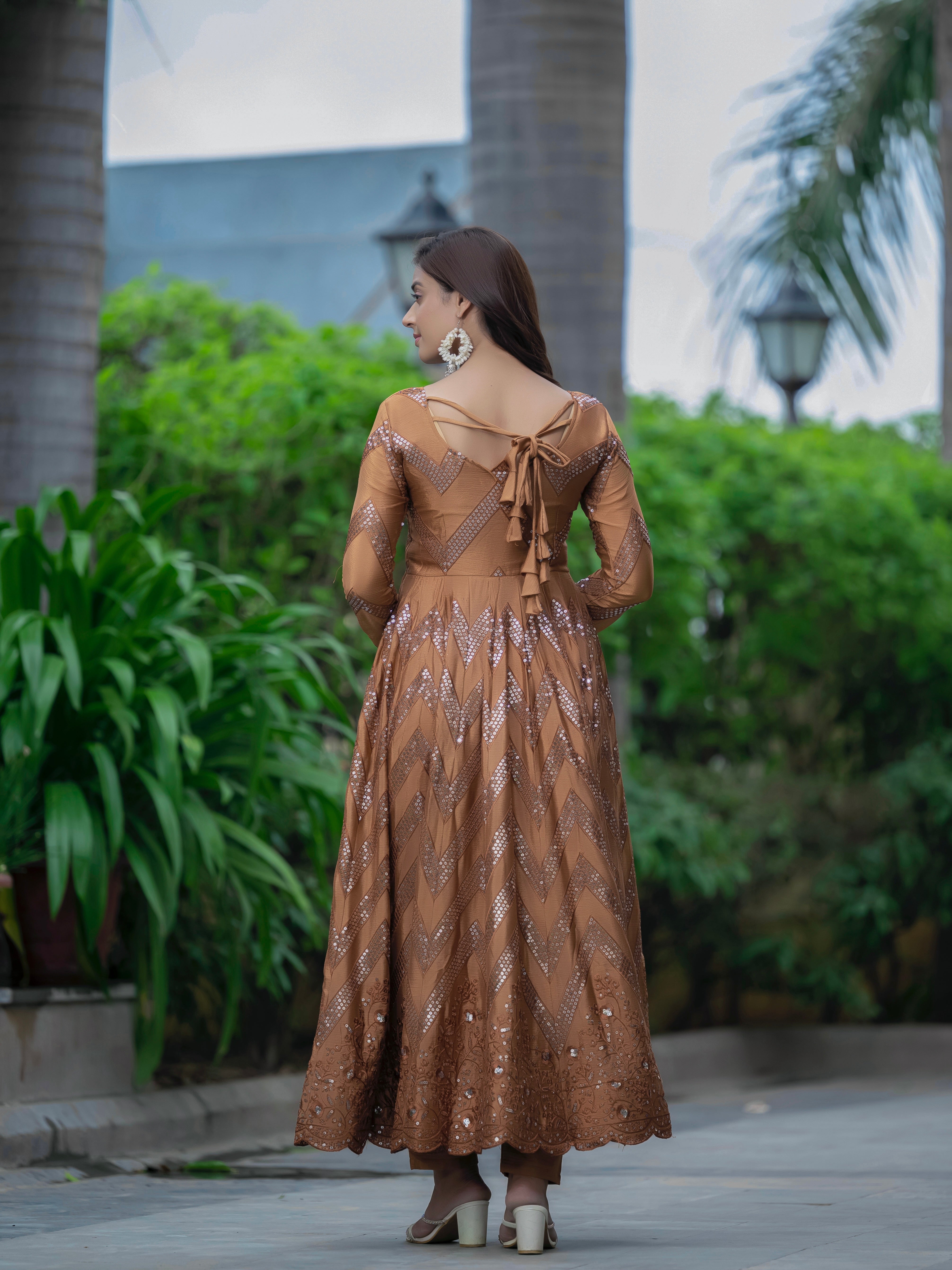 Party Wear Designer Gown Pent And Dupatta With Sequence Embroidery Work