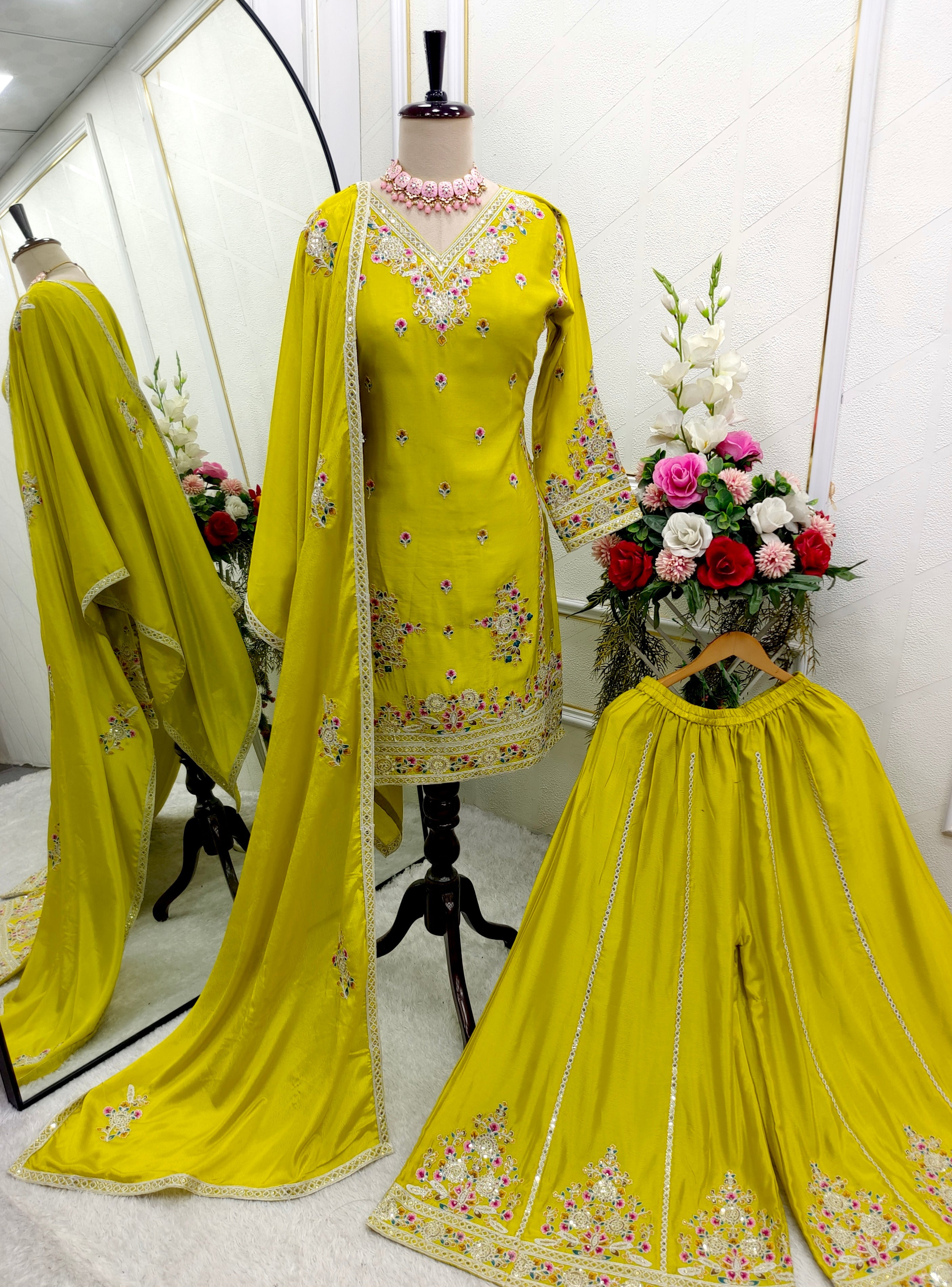 Party Wear Designer Top-Sarara And Dupatta