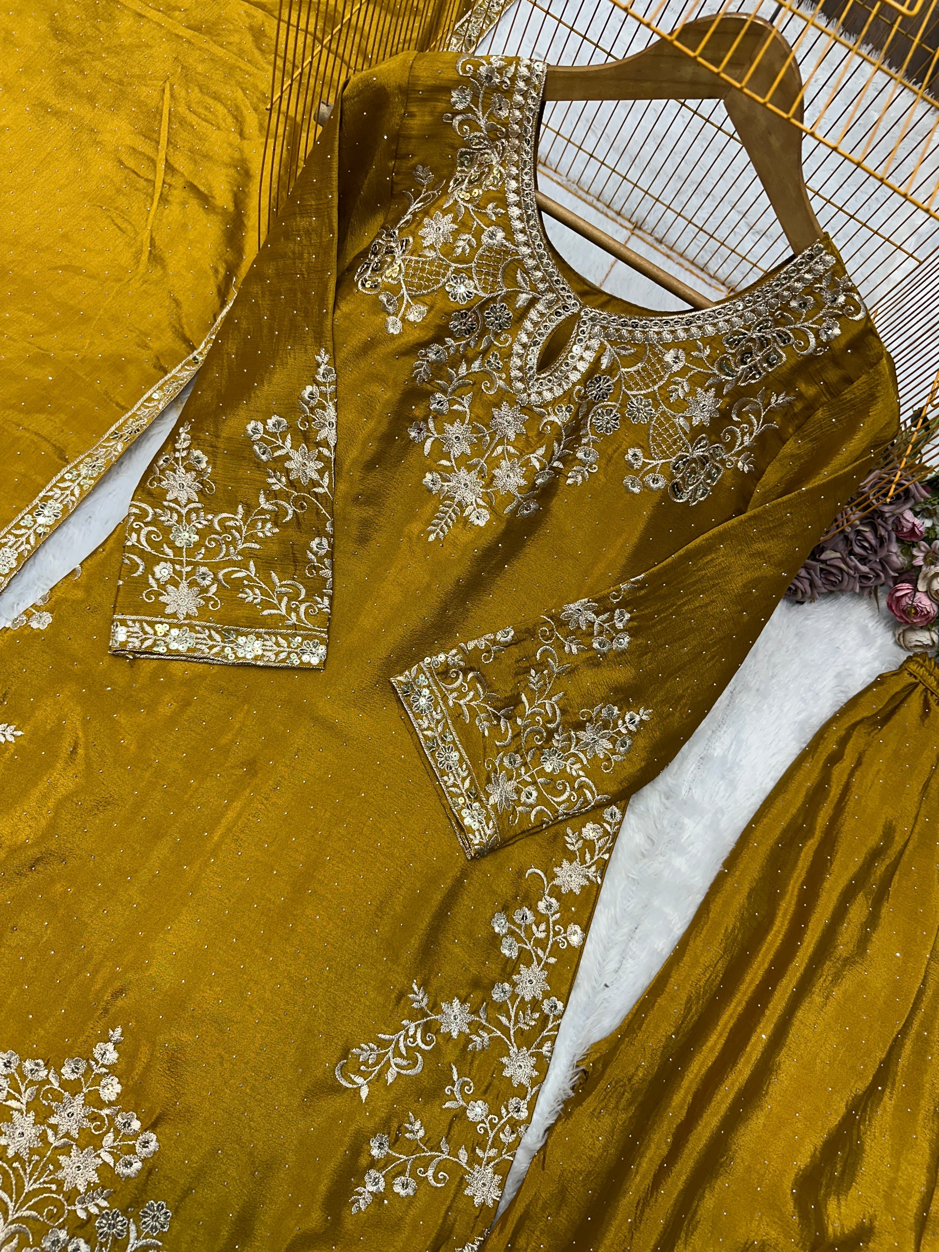 Designer Party Wear Look Top Bottom And Plazza