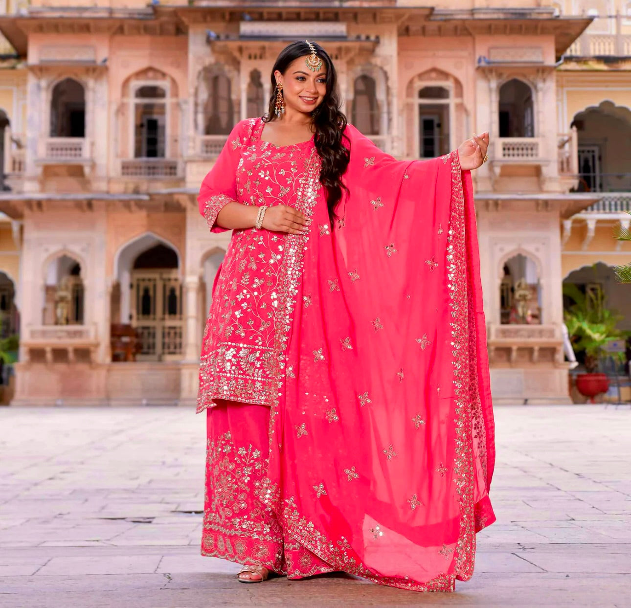 Party Wear Beautiful Top-Plazzo With Fancy Dupatta