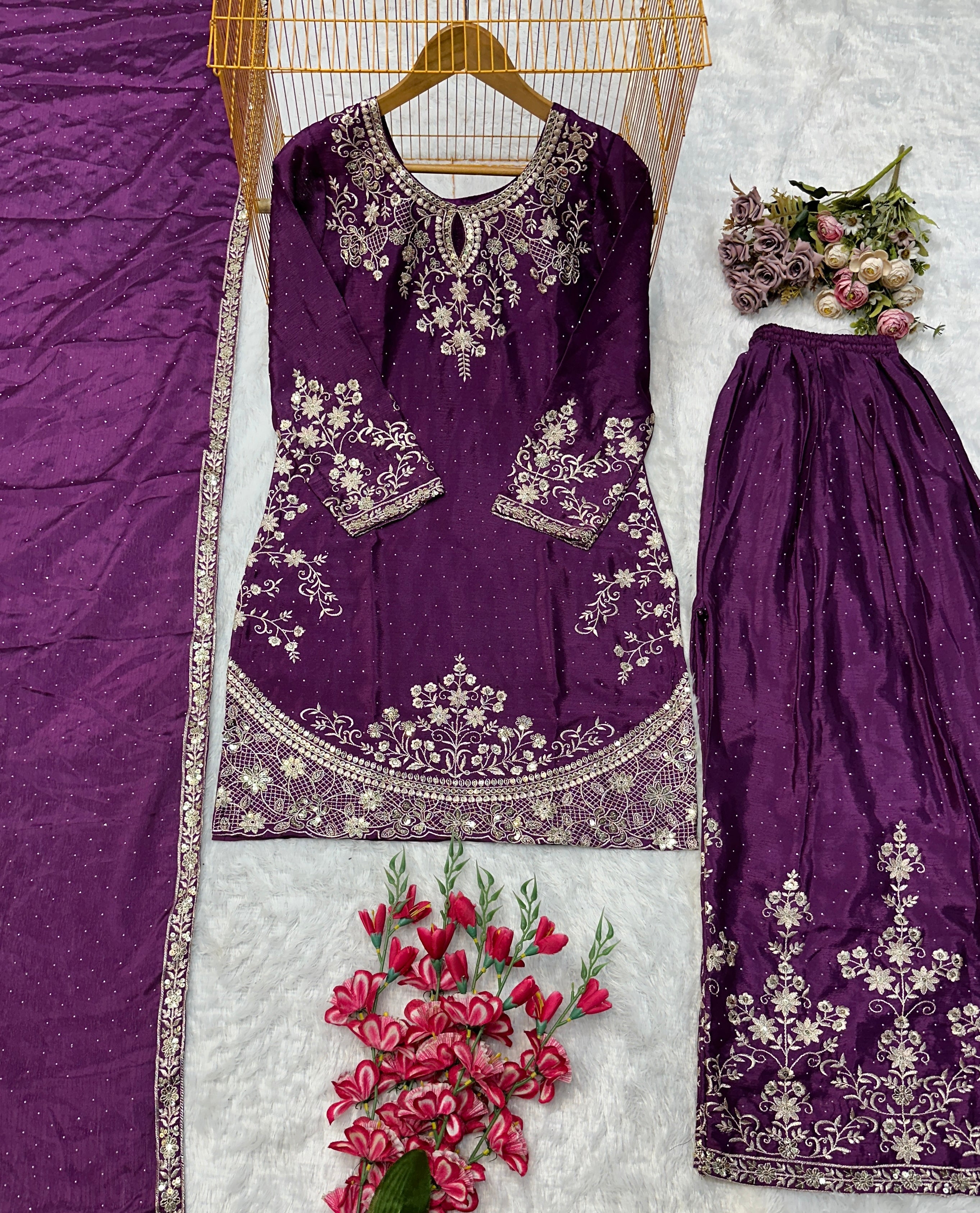 Designer Party Wear Look Top Bottom And Plazza