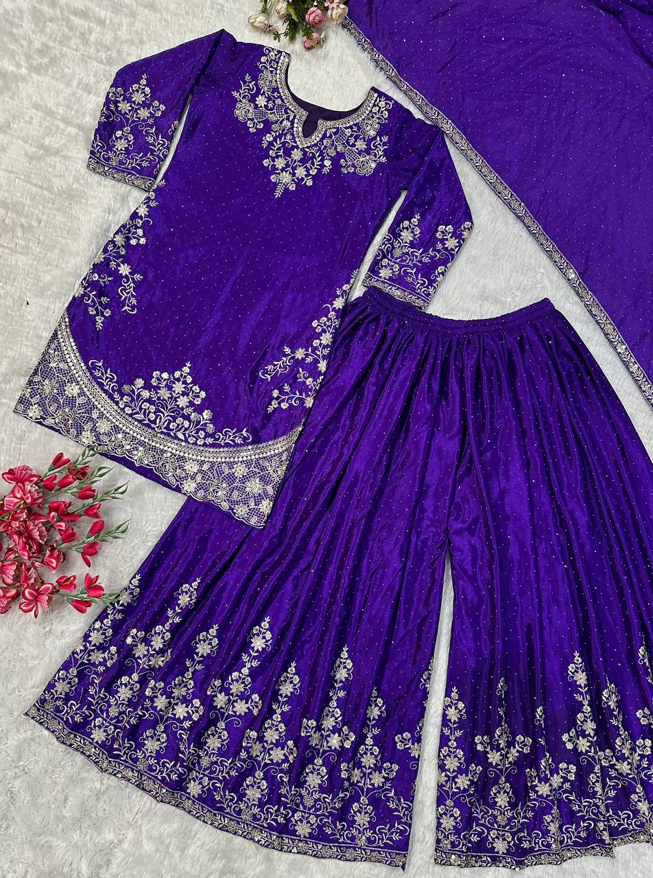 Designer Party Wear Look Top Bottom And Plazza