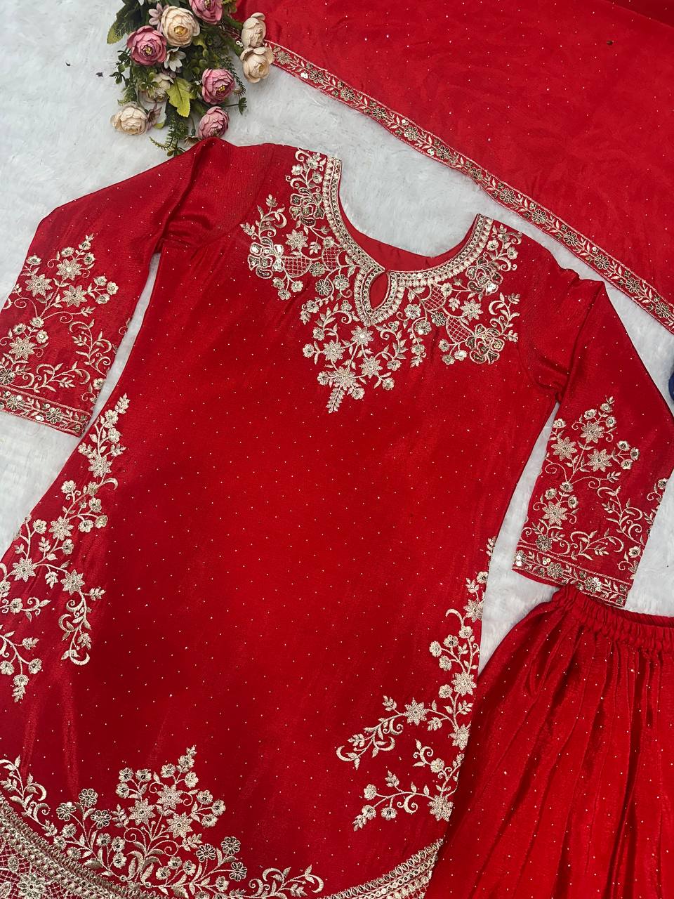 Designer Party Wear Look Top Bottom And Plazza