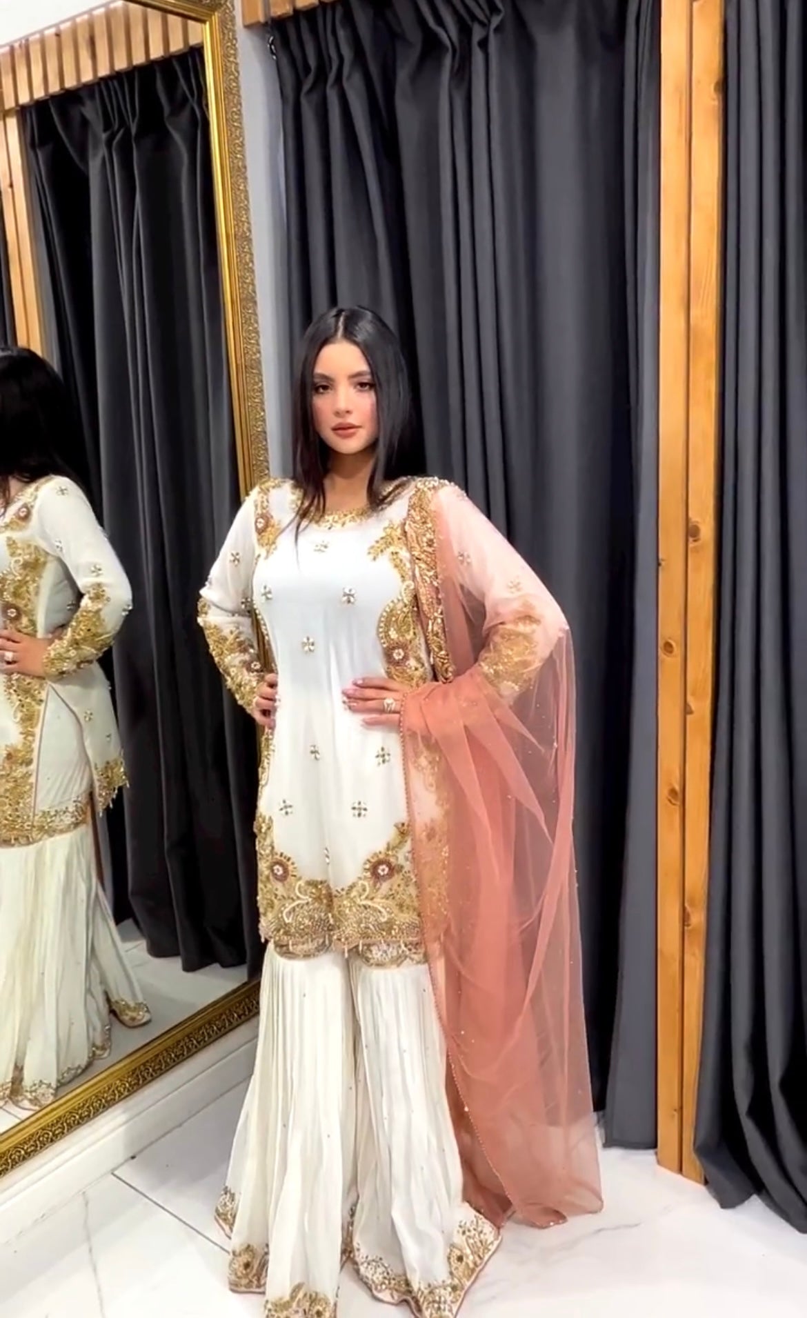 Party Wear Sharara Top And Dupatta With Embroidery Work