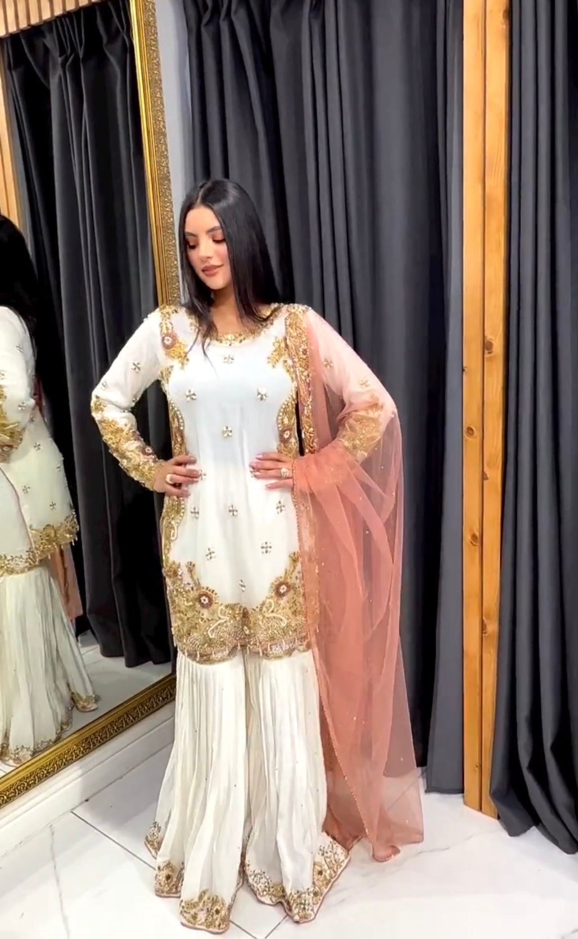 Party Wear Sharara Top And Dupatta With Embroidery Work
