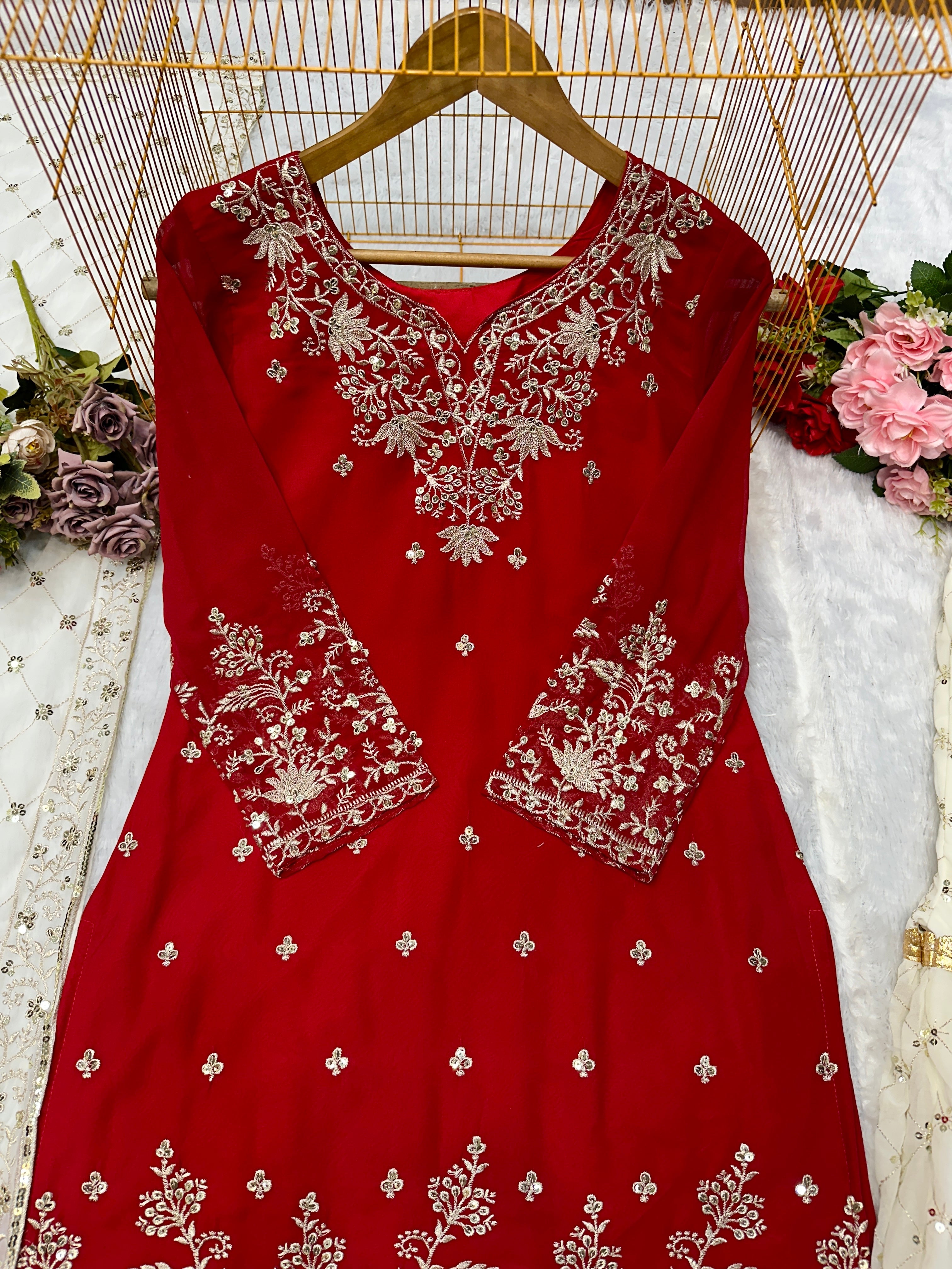 Designer Party Wear Suit Set With Heavy Embroidery Work