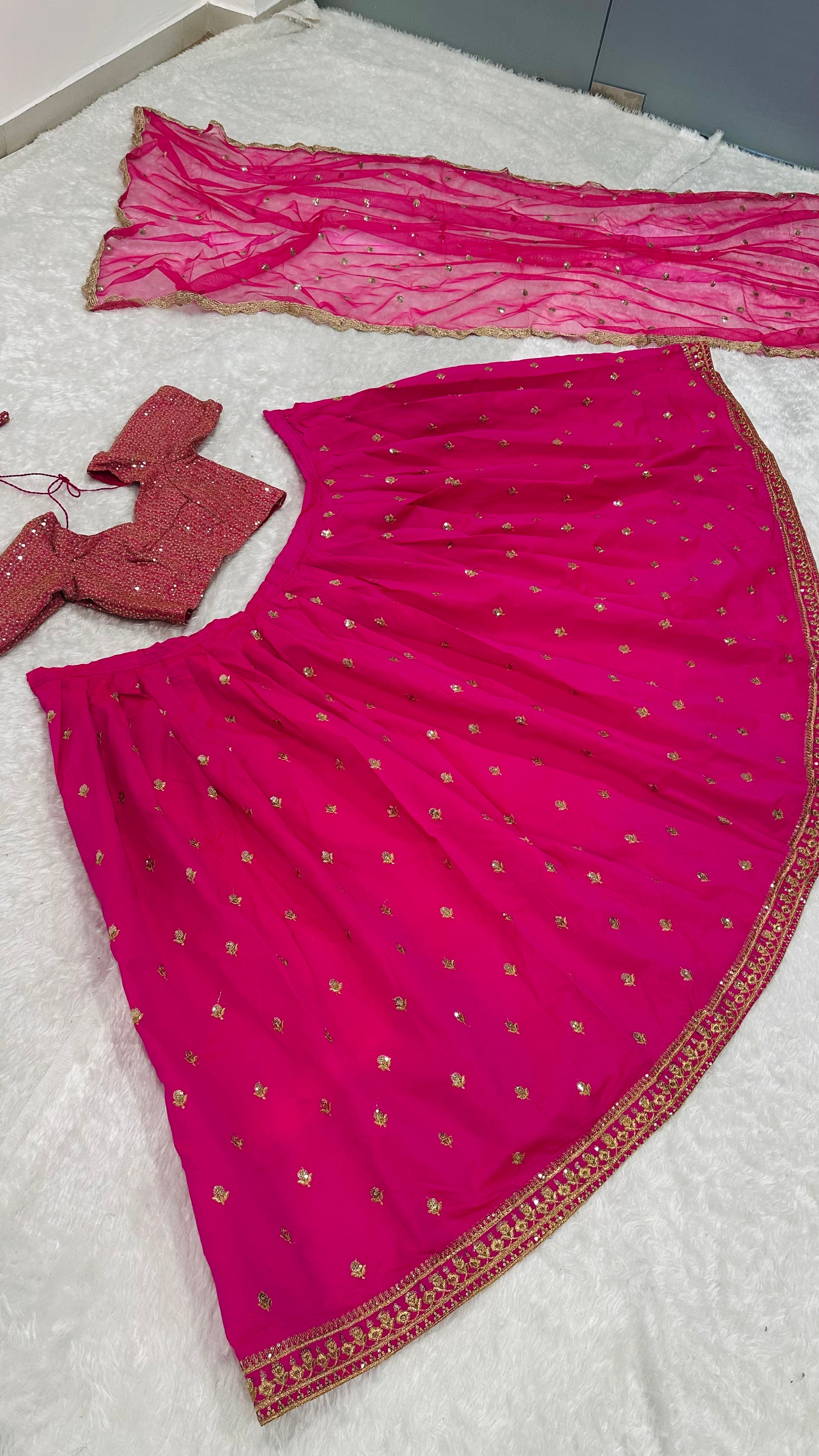 Designer Party Wear Lehenga Choli With Sequence & Zari Work