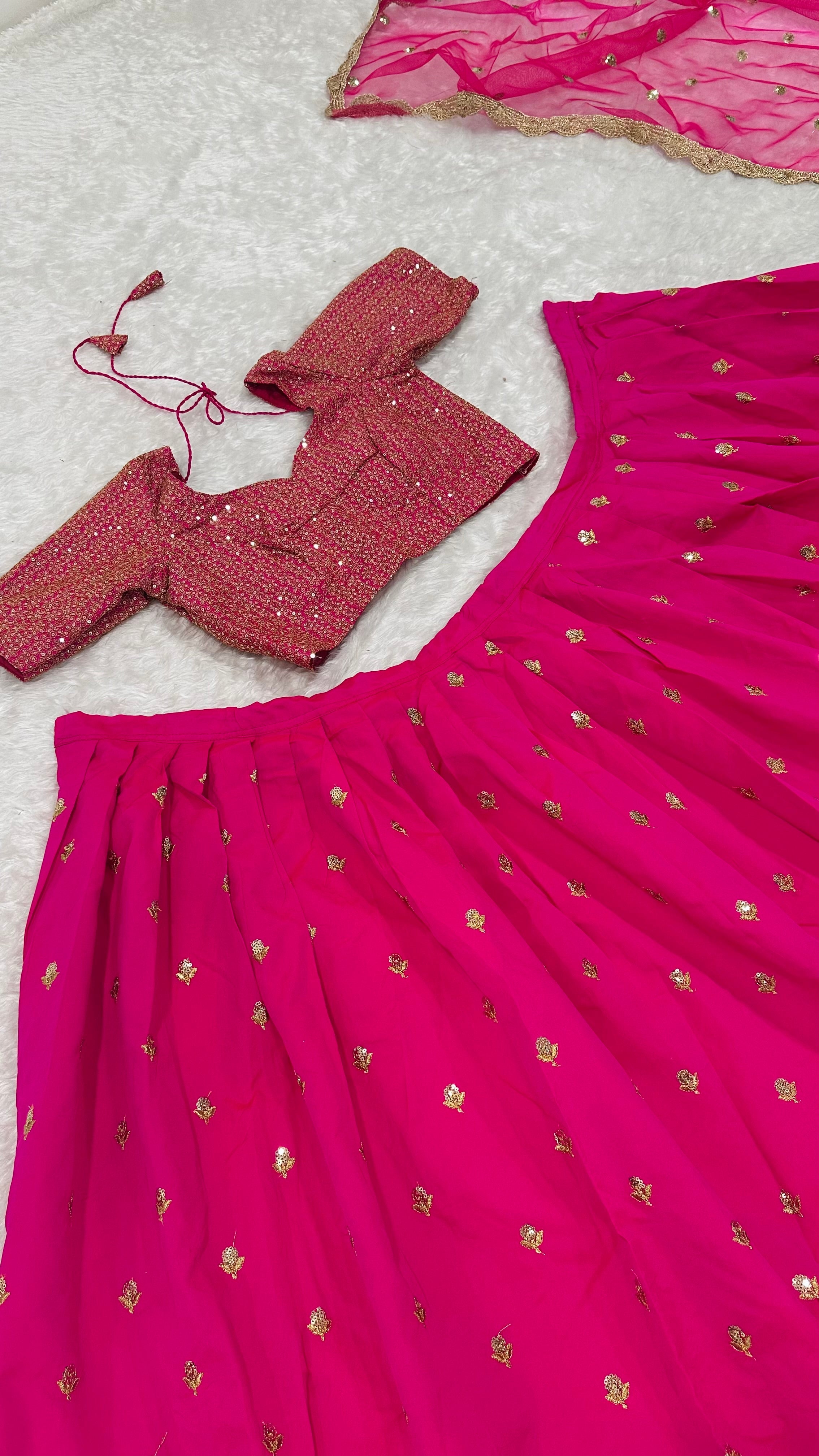 Designer Party Wear Lehenga Choli With Sequence & Zari Work