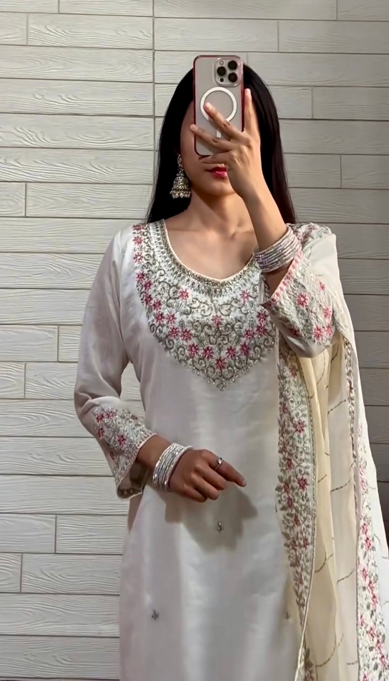 Party Wear Beautiful Kurti Pent And Dupatta With Embroidery Work