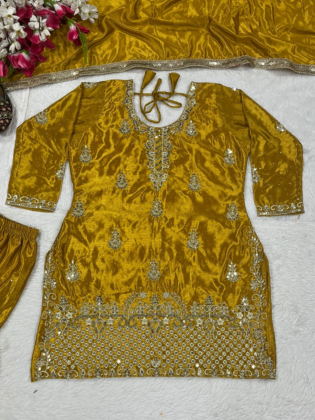 Designer Party Wear Look Top , Sharara Plazzo And Dupatta