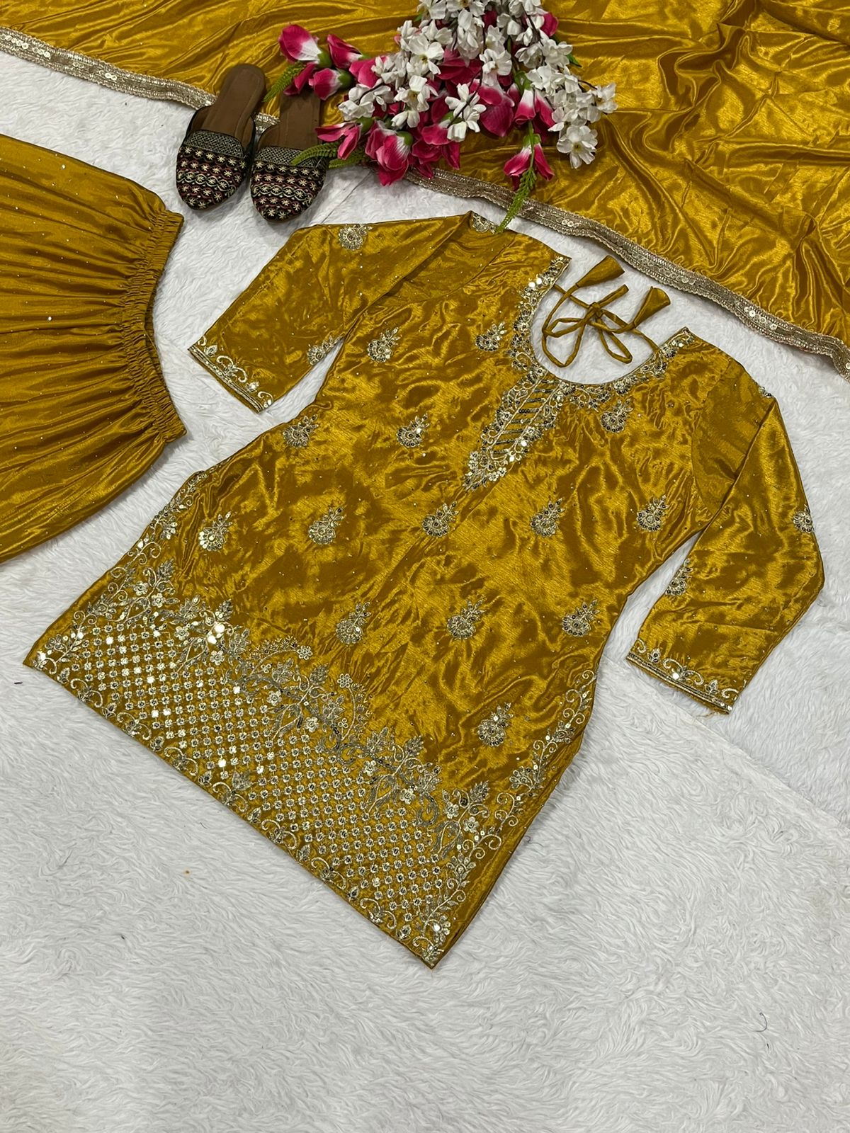Designer Party Wear Look Top , Sharara Plazzo And Dupatta
