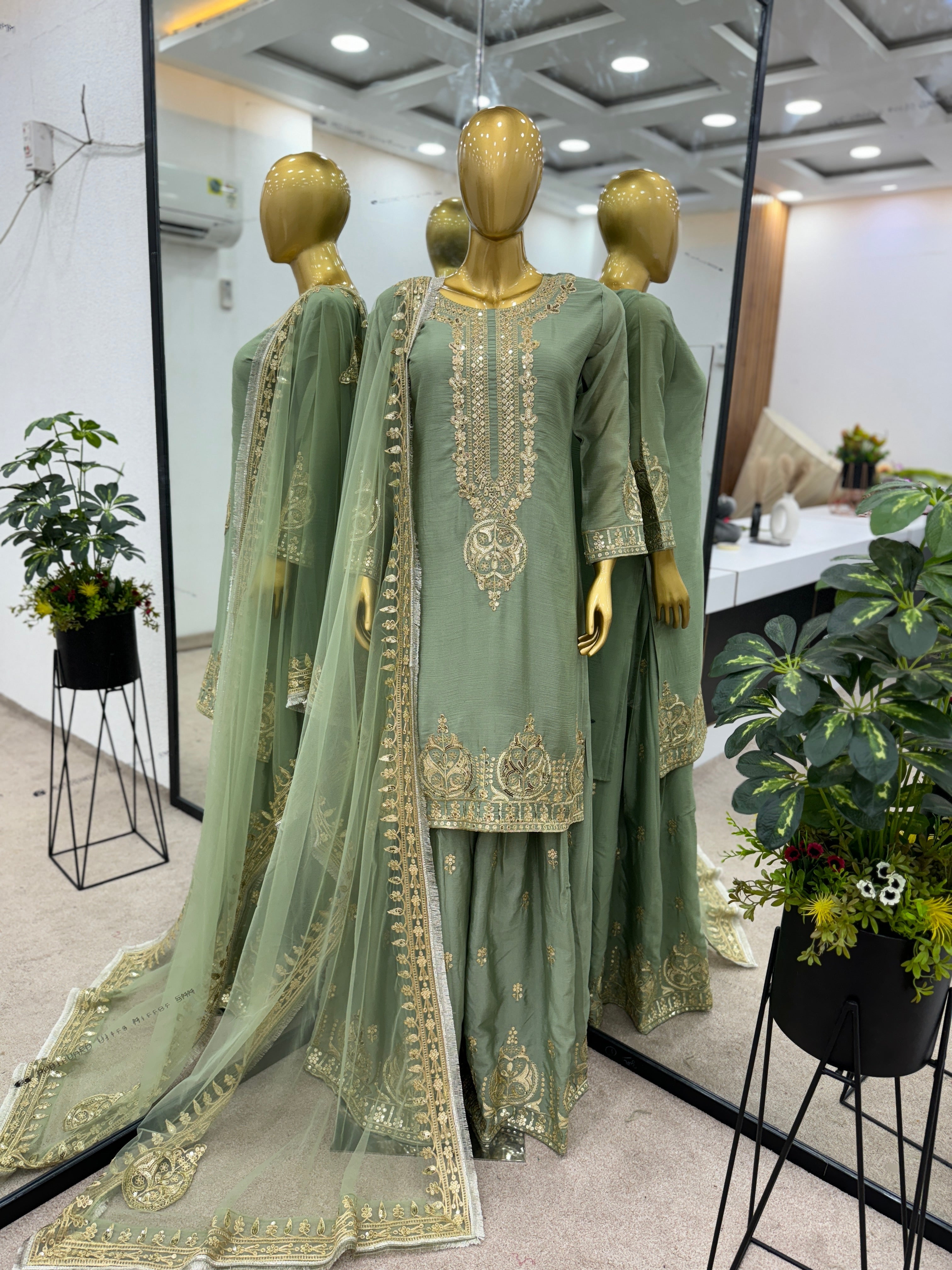 Party Wear Top-Bottom And Dupatta Set Fully Stitched Ready To Wear