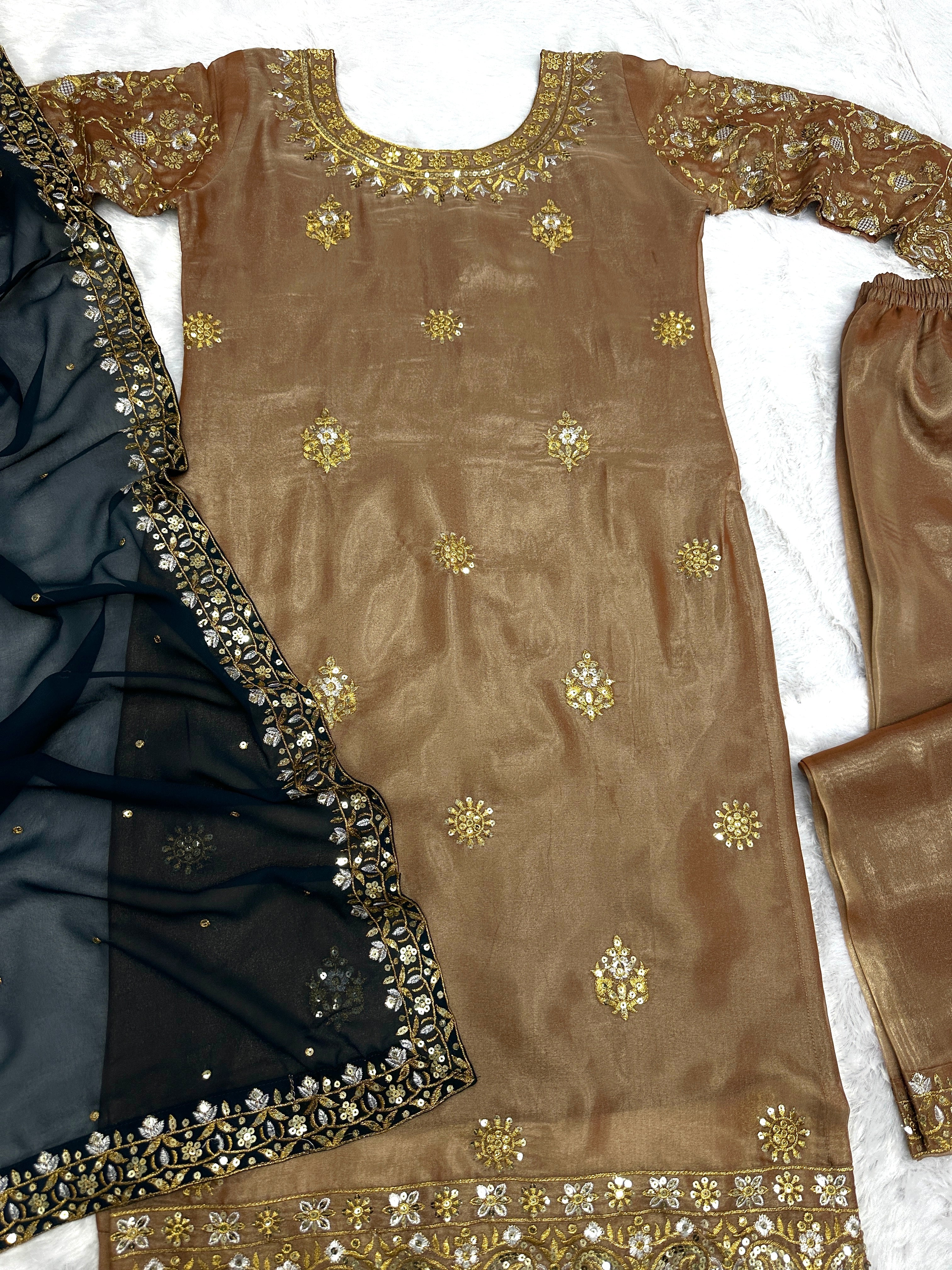 Party Wear Look Designer Top-Bottom And Dupatta