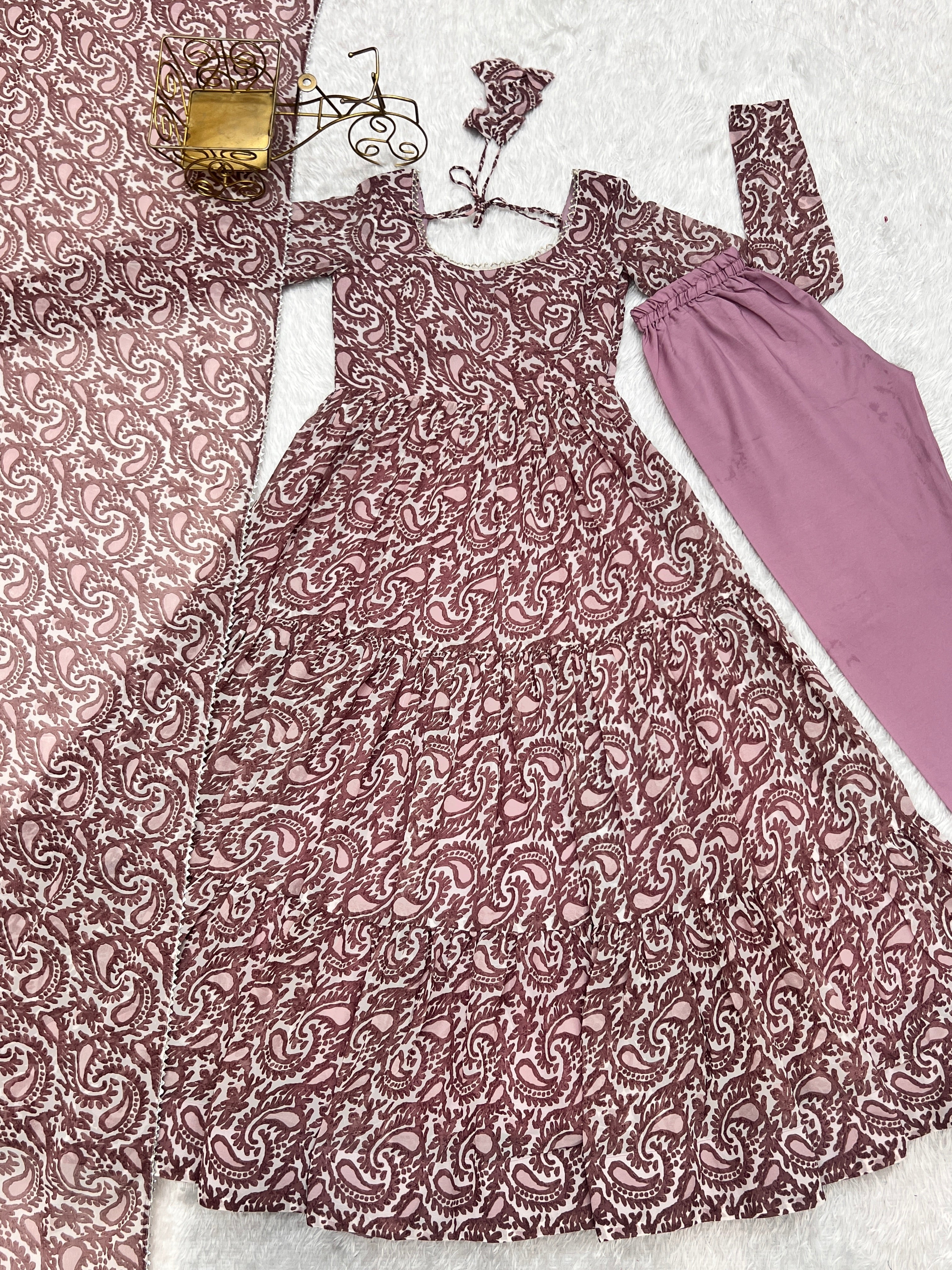 Party Wear Beautiful Anarkali Gown Pent And Dupatta