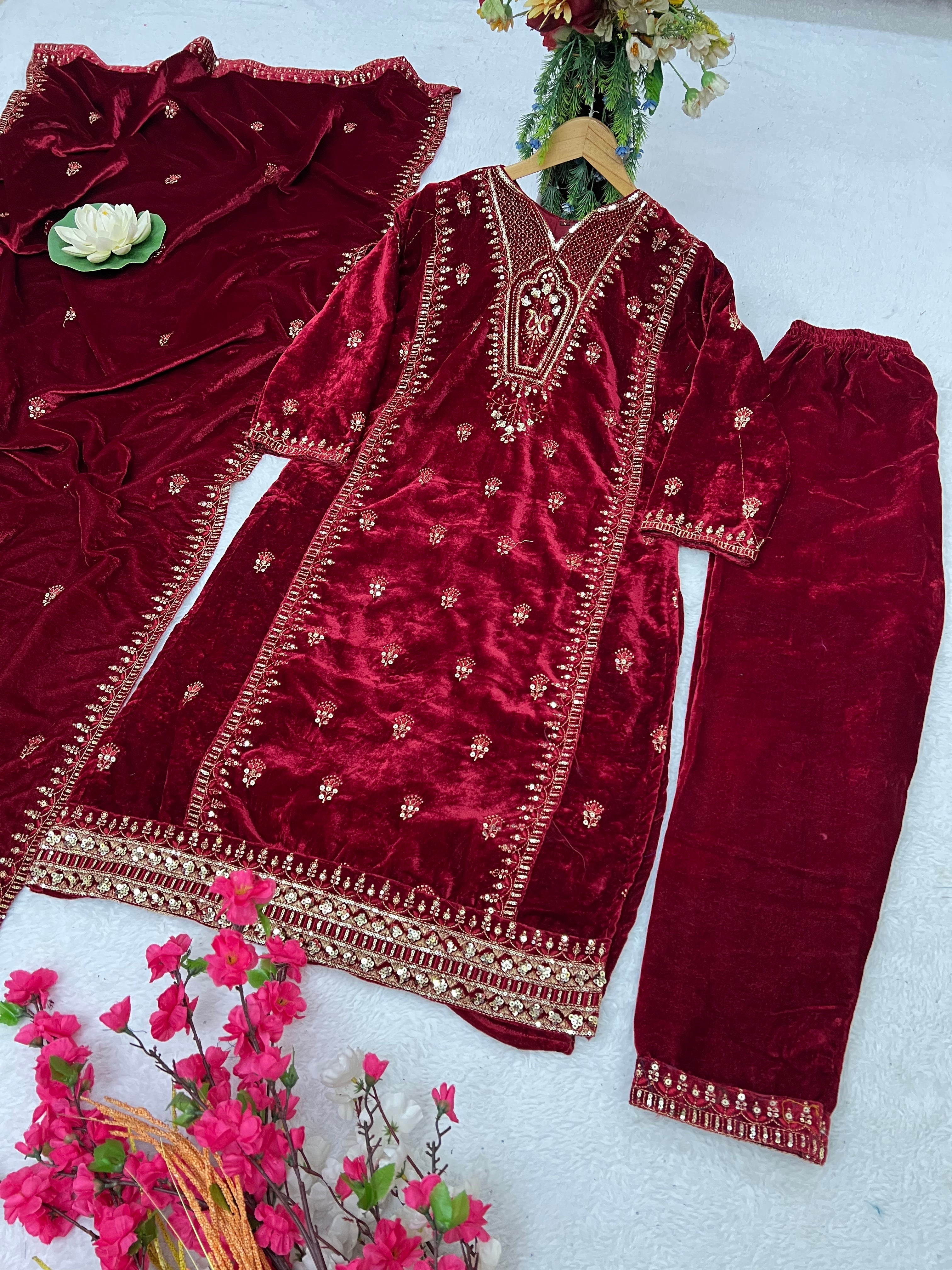 Designer Party Wear Top-Bottom And Beautiful Dupatta