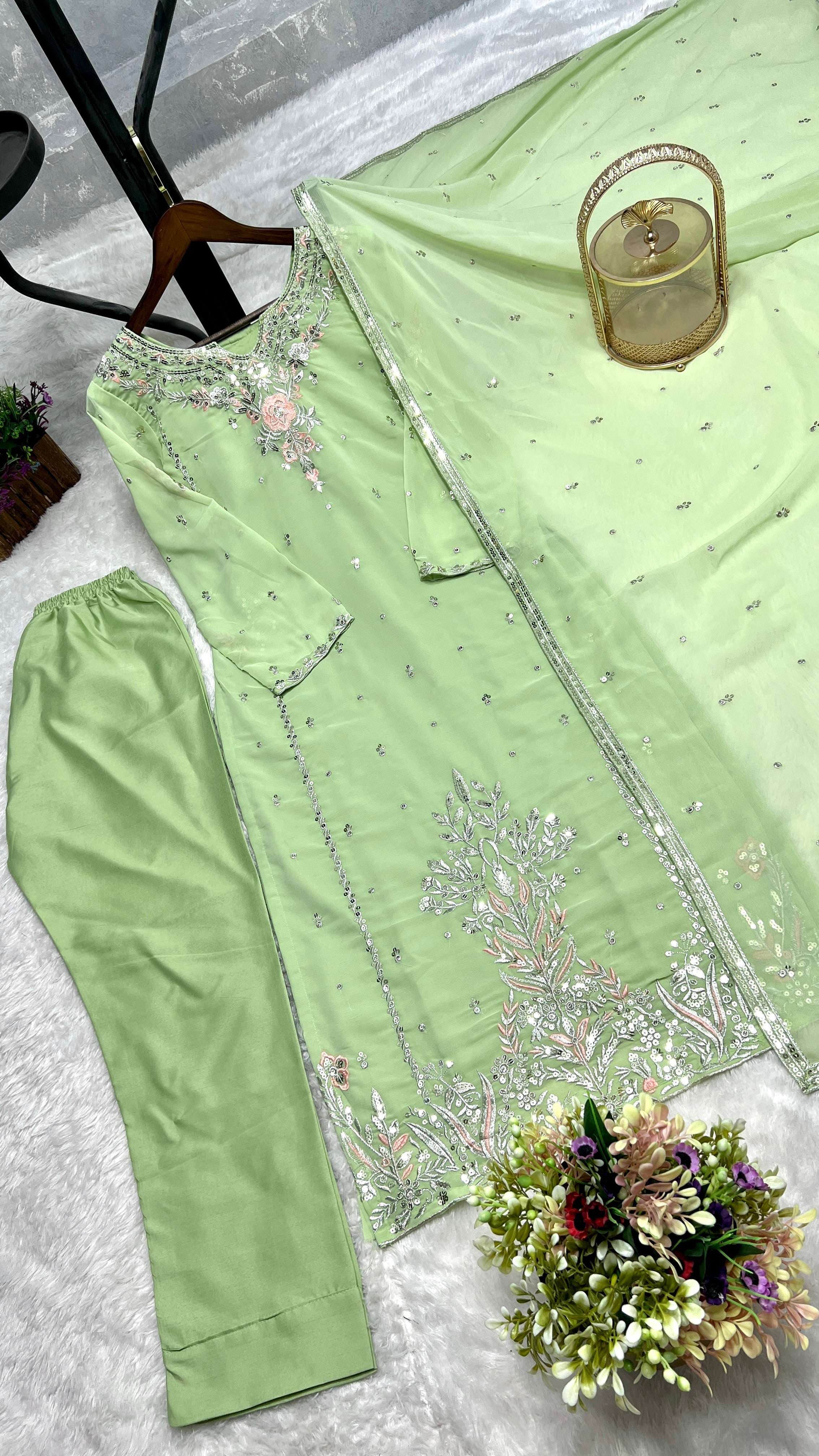 Party Wear Beautiful Top Bottom And Dupatta