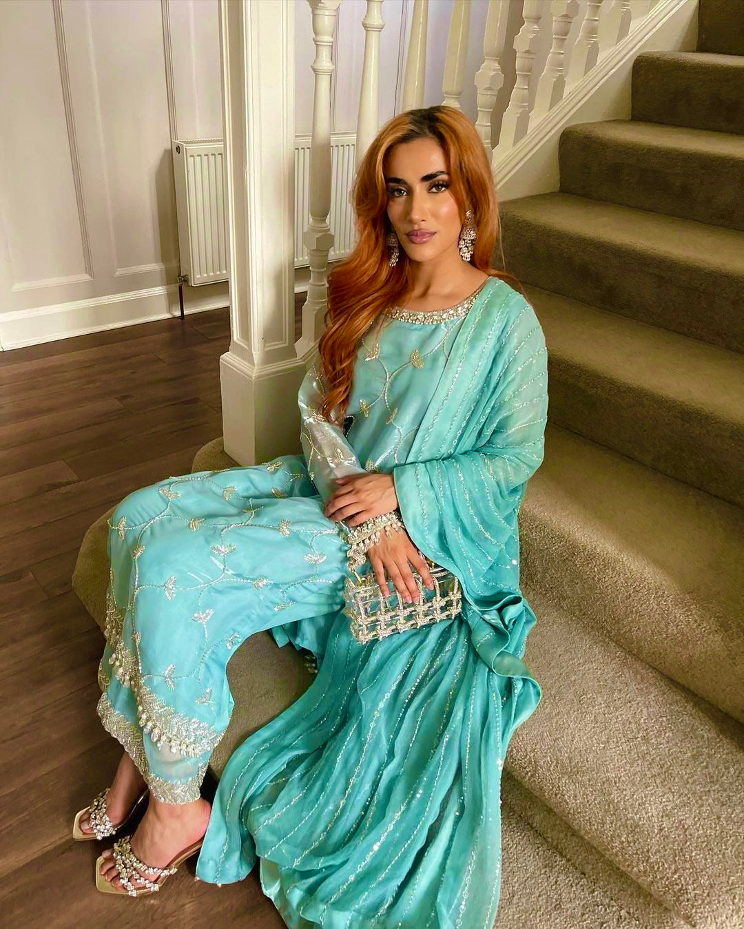 Fancy Top-Plazzo With Dupatta Beautiful Embroidery And Sequins Work