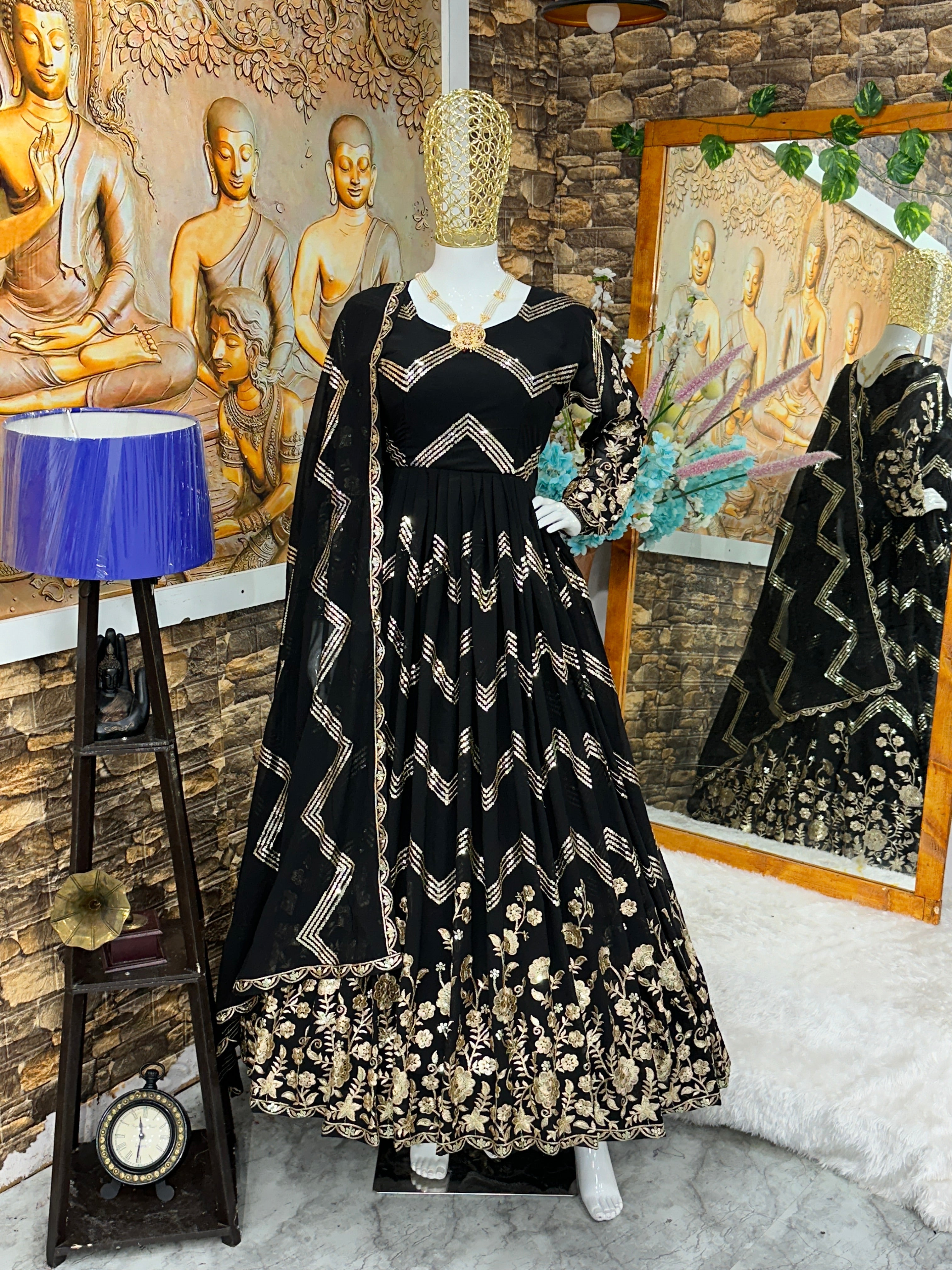 Beautiful Party Wear Look Anarkali Gown And Pent With Dupatta