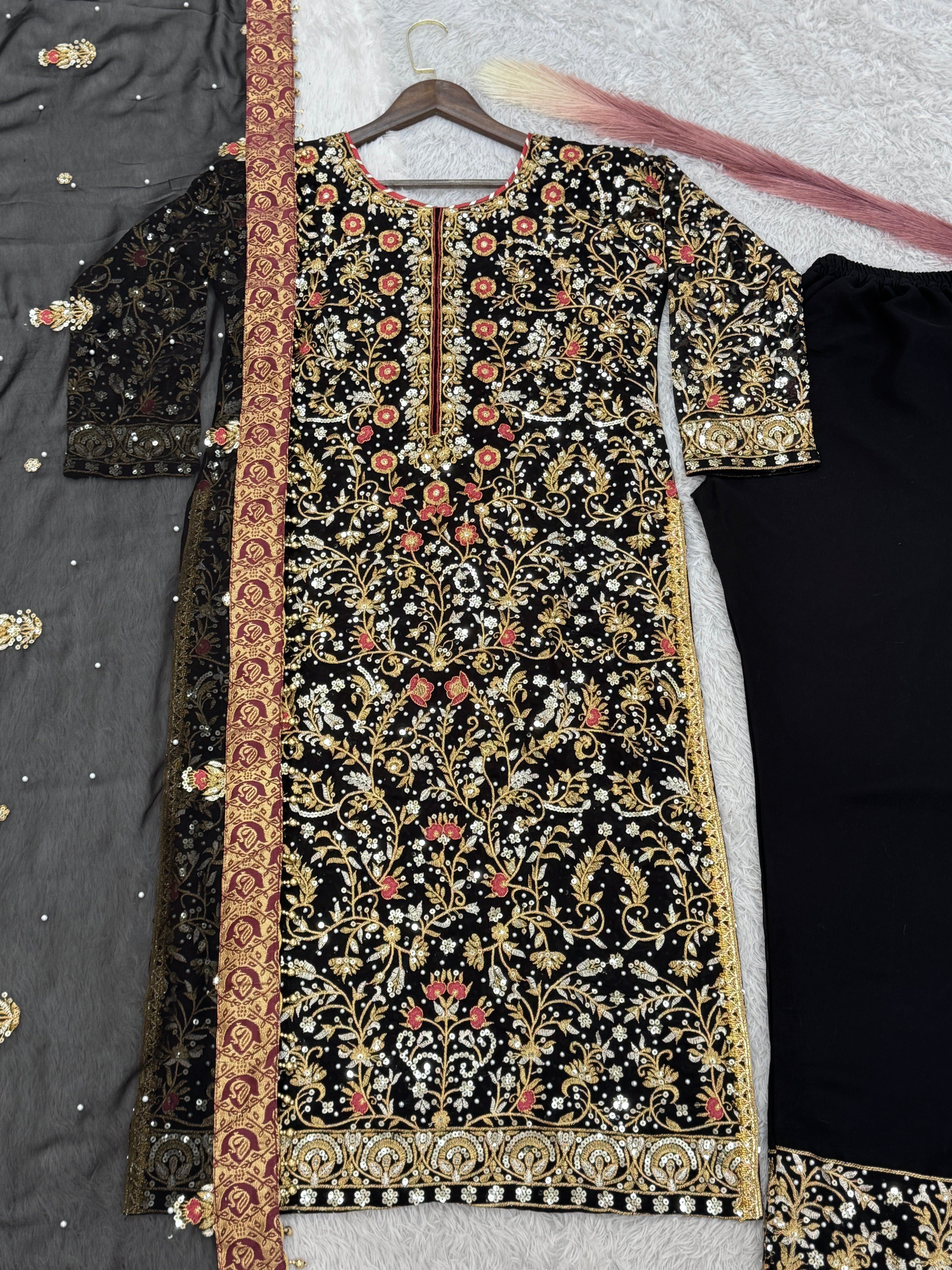 Designer Party Wear Look Top - Pent With Dupatta