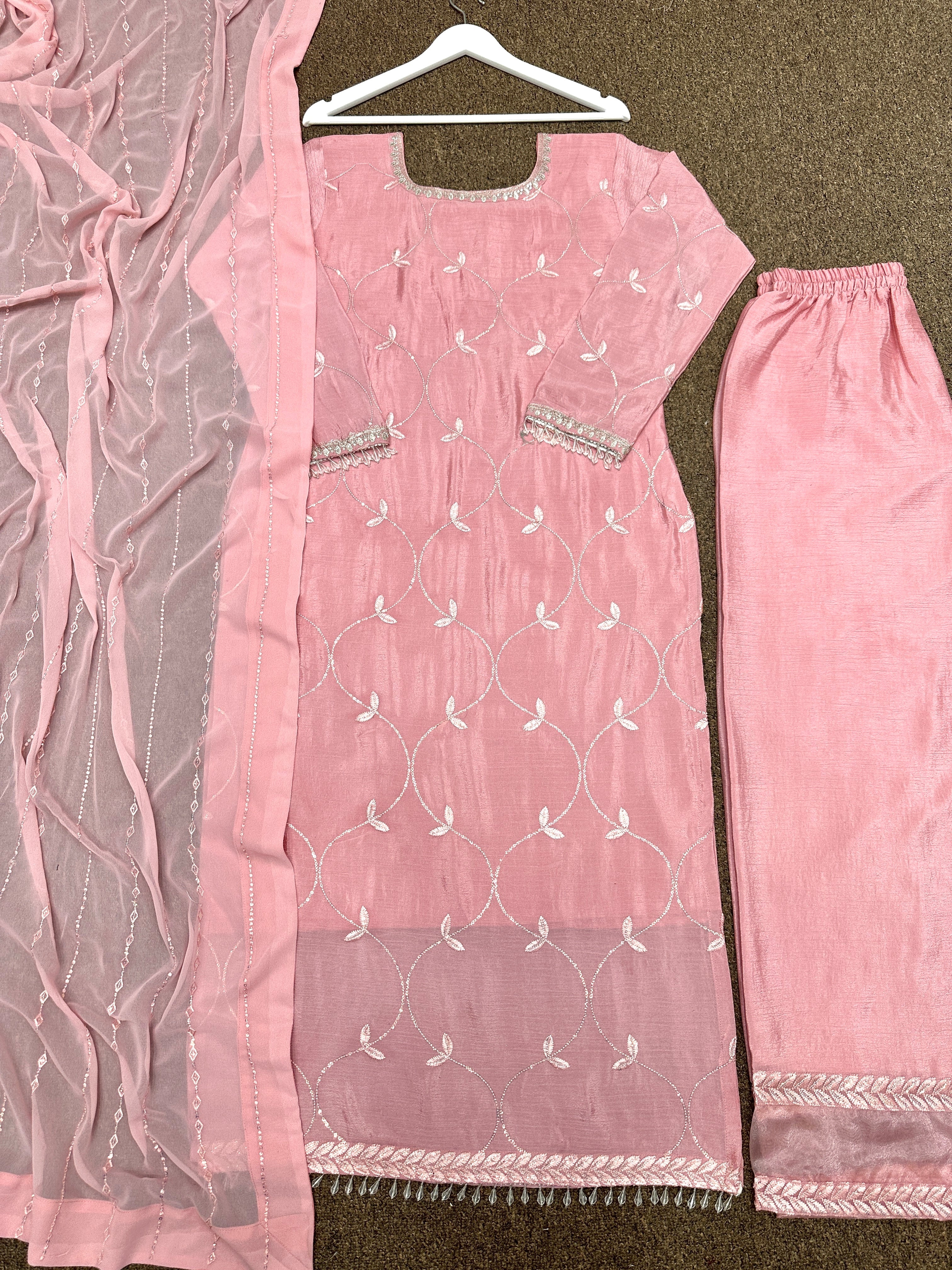 Fancy Top-Plazzo With Dupatta Beautiful Embroidery And Sequins Work