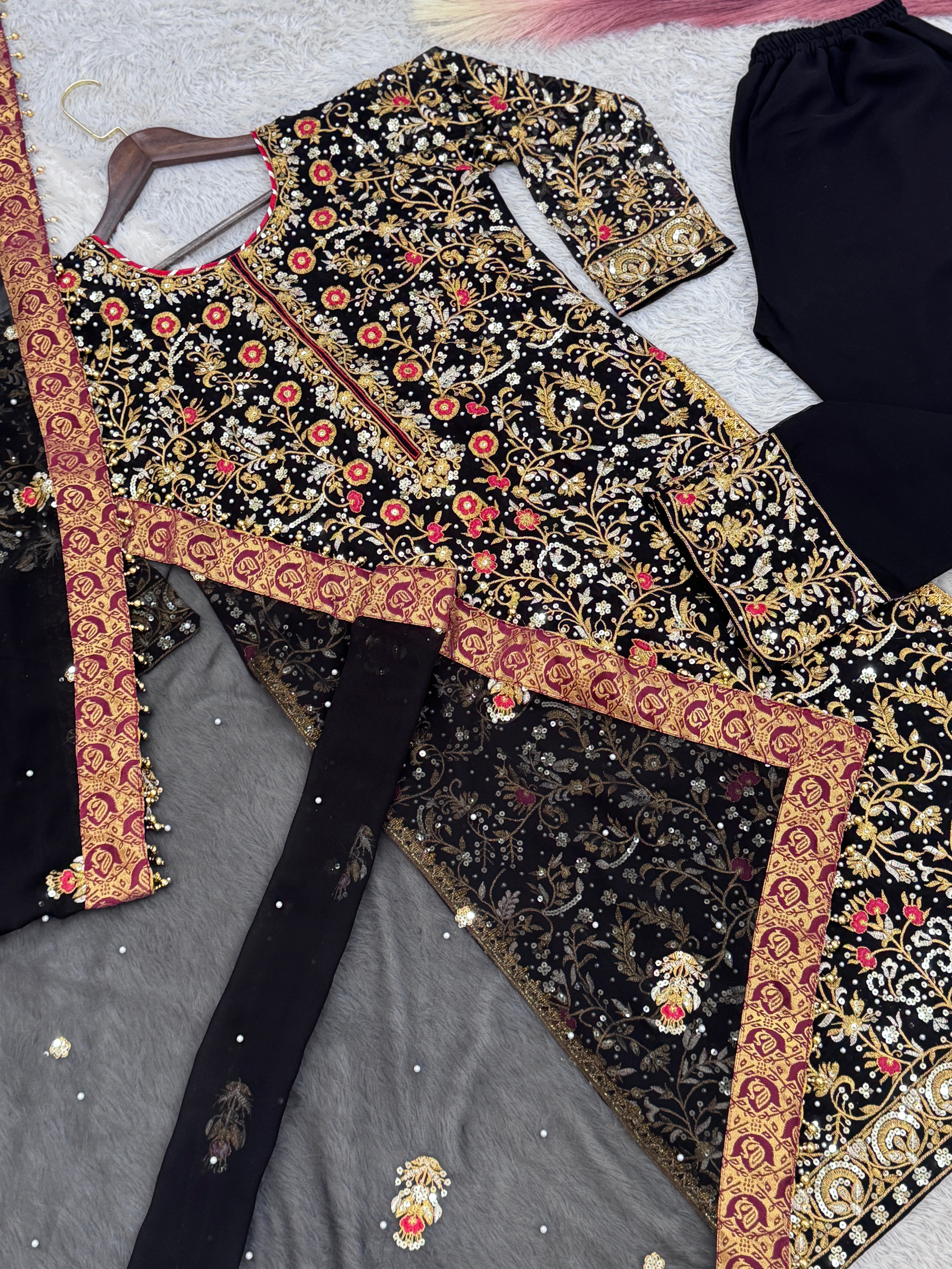 Designer Party Wear Look Top - Pent With Dupatta