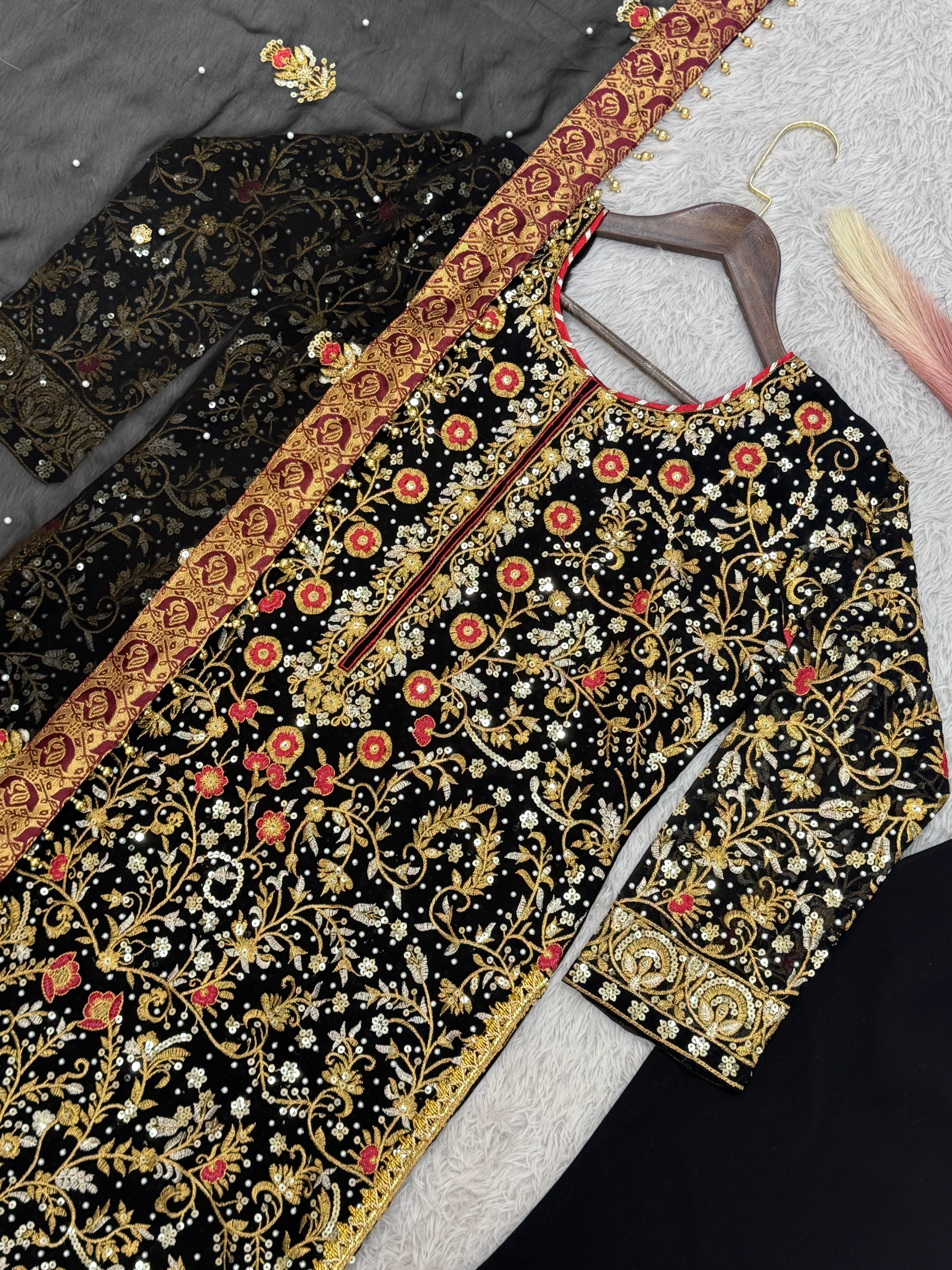 Designer Party Wear Look Top - Pent With Dupatta