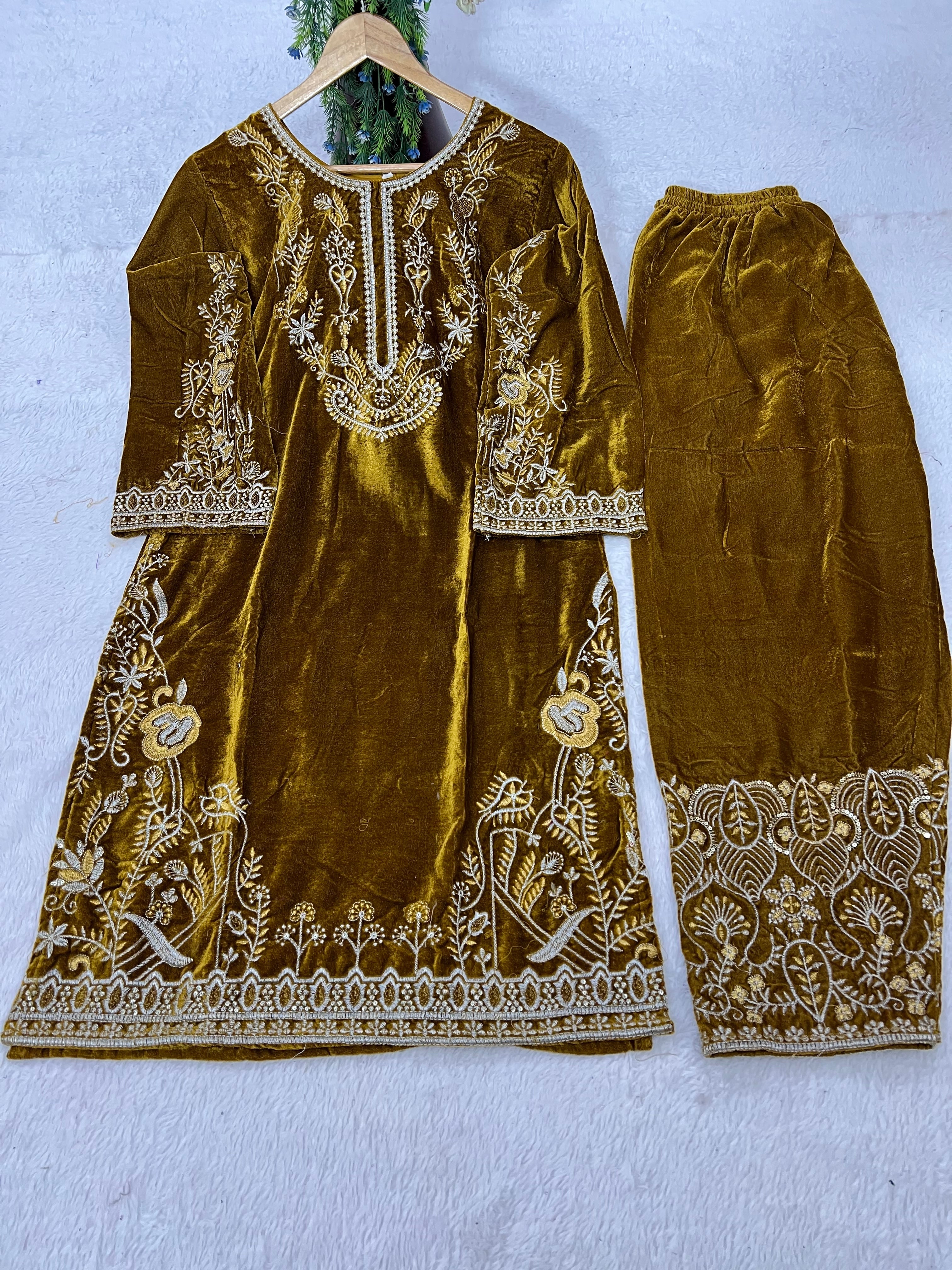 Party Wear Beautiful Top-Bottom With Zari Embroidery Work