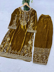 Party Wear Beautiful Top-Bottom With Zari Embroidery Work