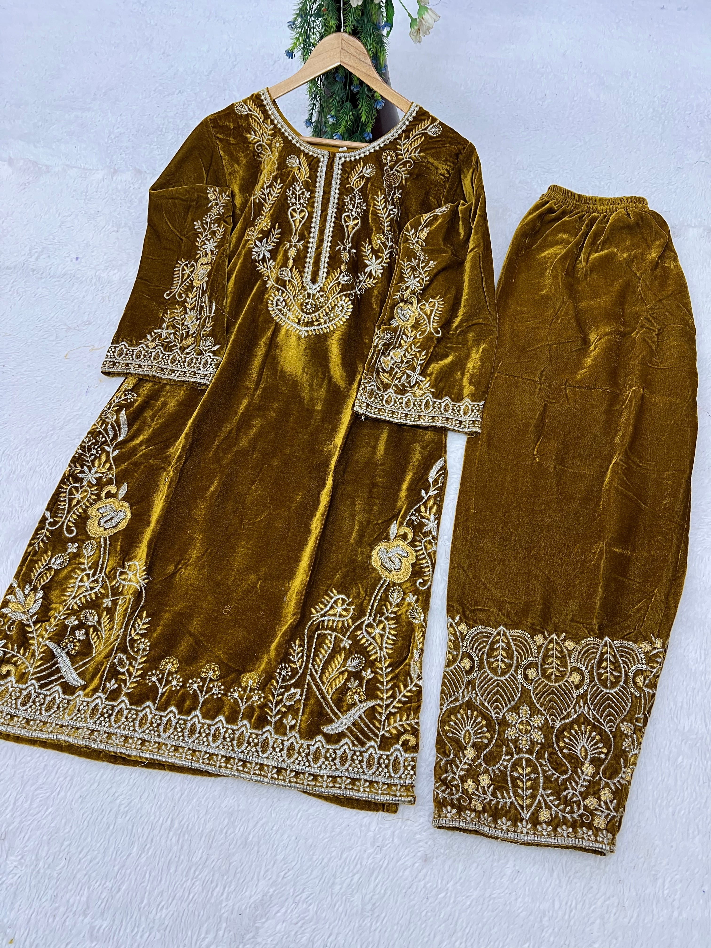 Party Wear Beautiful Top-Bottom With Zari Embroidery Work